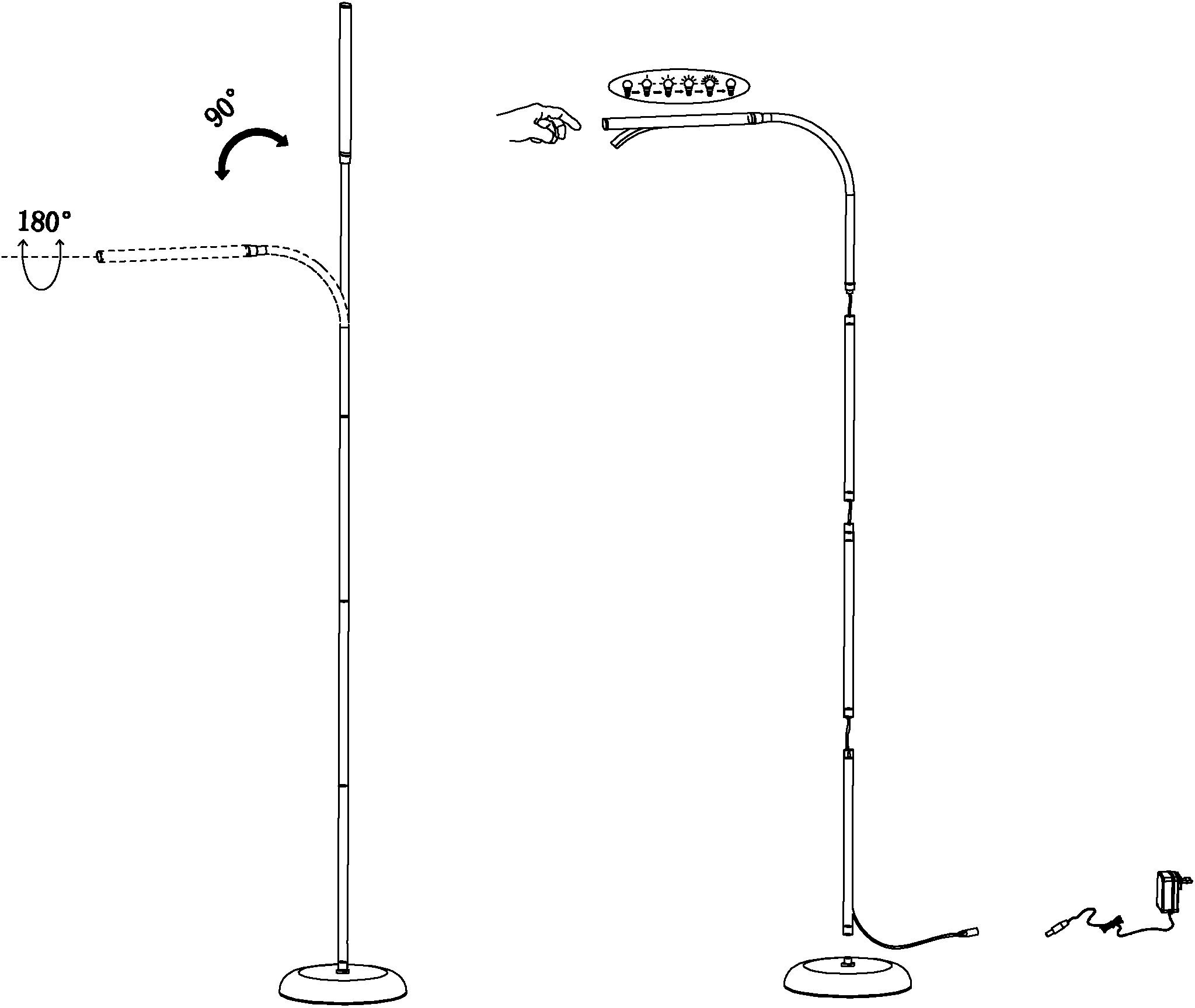 EGLO Stehlampe »LAROA«, LED-Board, Neutralweiß, schwarz / L53,5 x H130 x B21,5cm / inkl. 1 x LED-Platine (je 4,5W, 550lm, 4000K) / mit neutralweißem Licht - dimmbar per Touch in 4 Stufen - schwenkbarer Kopf - Standlampe - Arbeitszimmer - Bürolampe