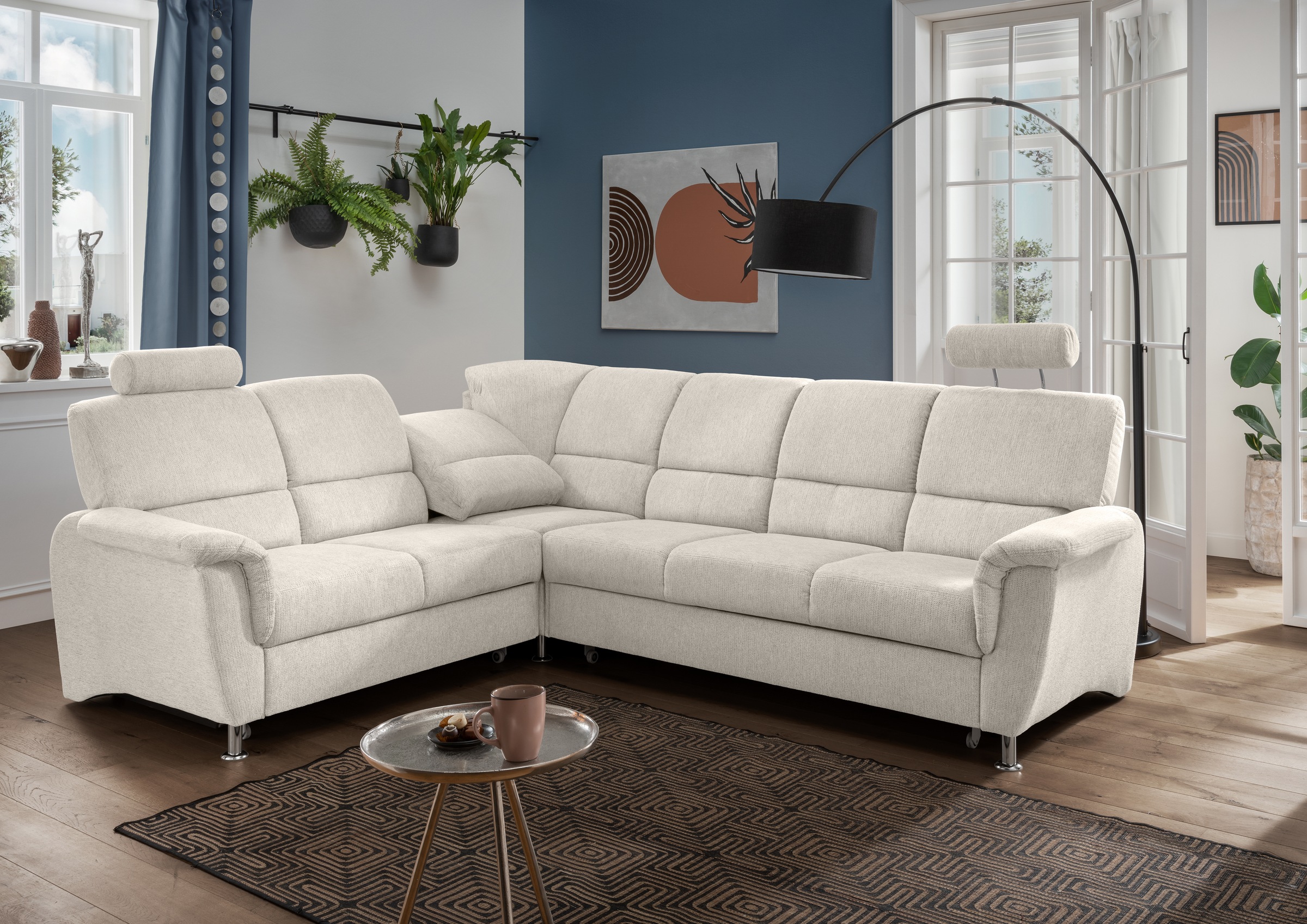 Home affaire Ecksofa »Pisa L-Form, mit Schlaffunktion, Stauraum, 2x höhenve günstig online kaufen