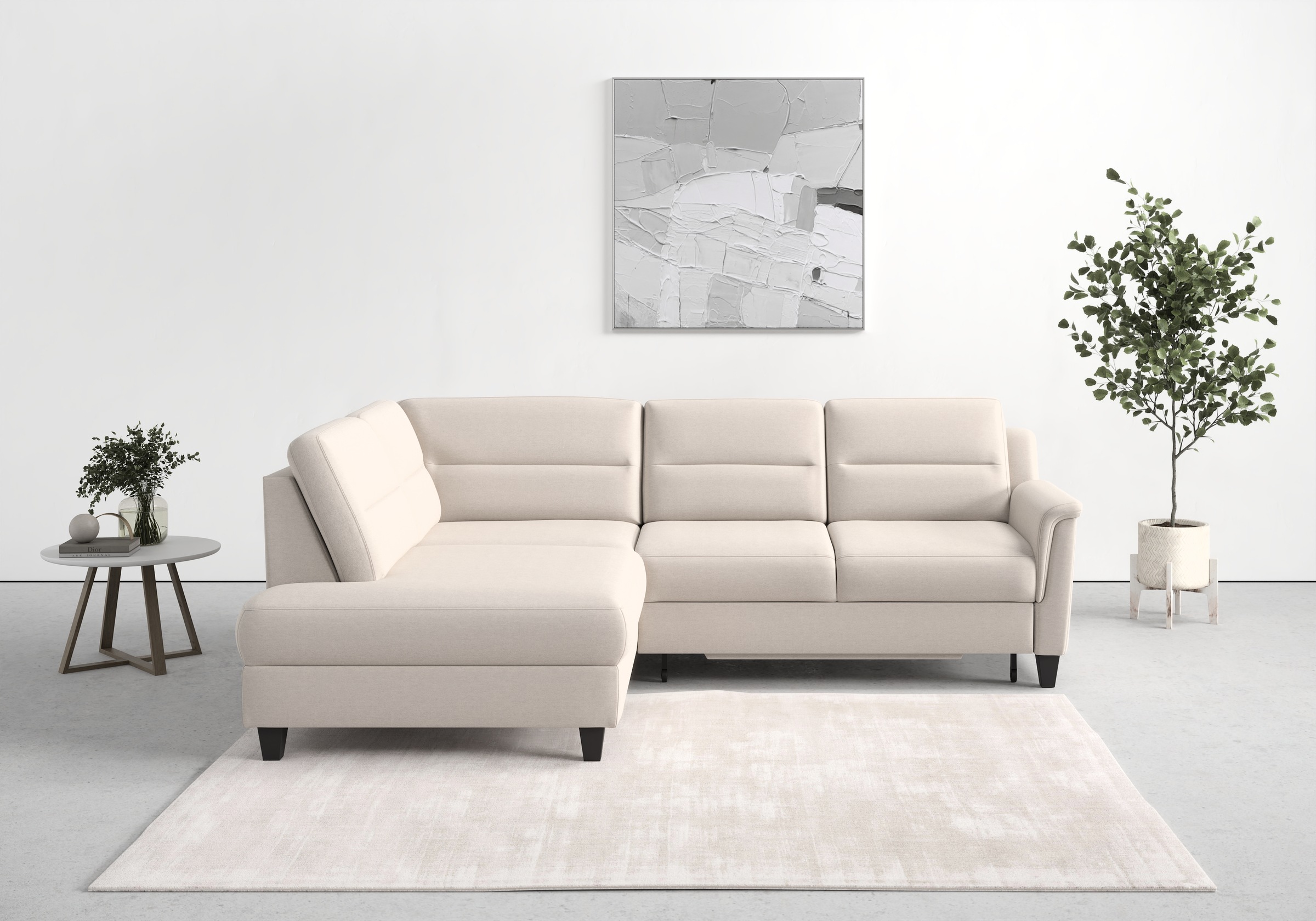 sit&more Ecksofa »Farö L-Form«, inklusive Federkern, wahlweise mit Bettfunktion und Bettkasten