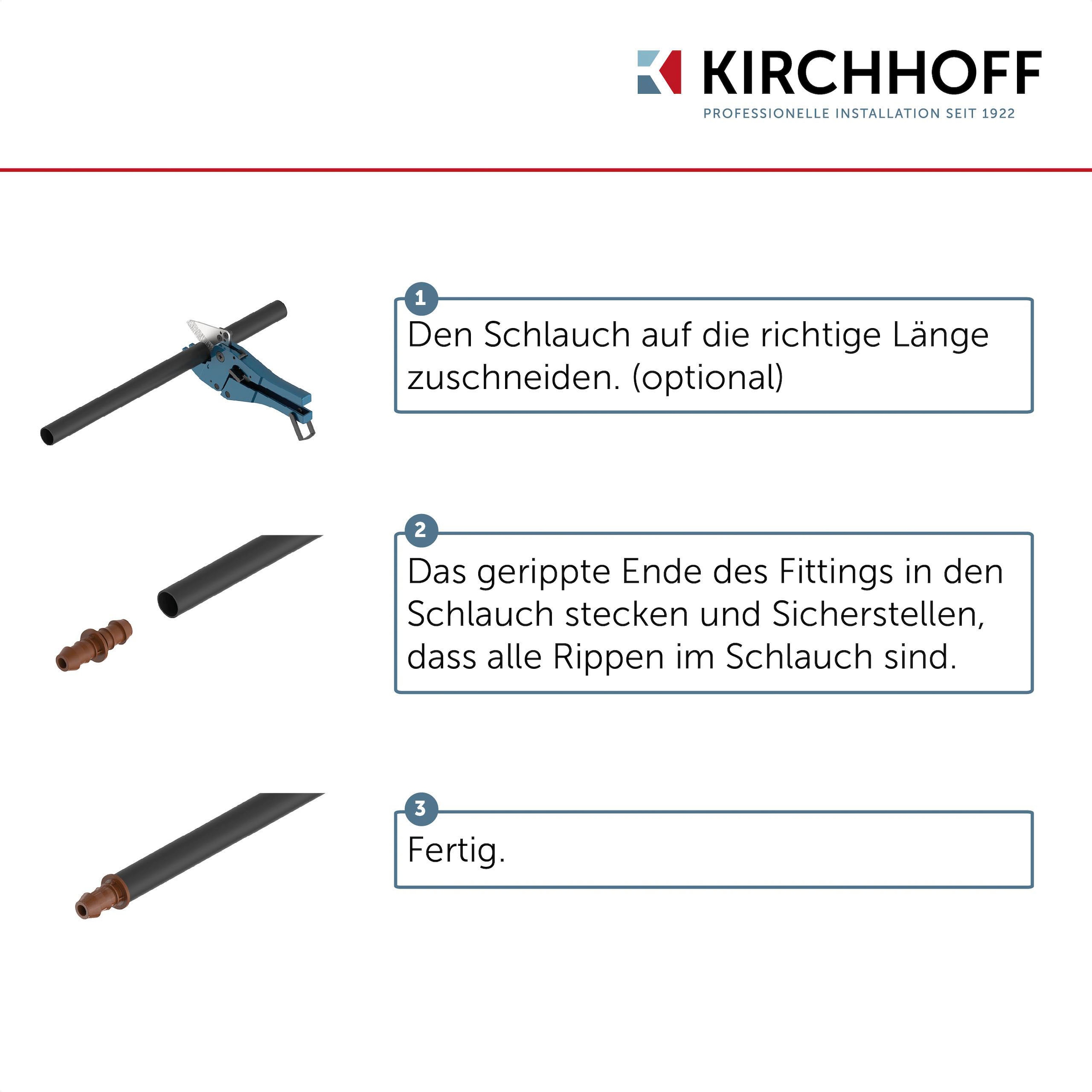 Kirchhoff Anschlussstück, Fitting für Tröpchenbewässerung, Drip