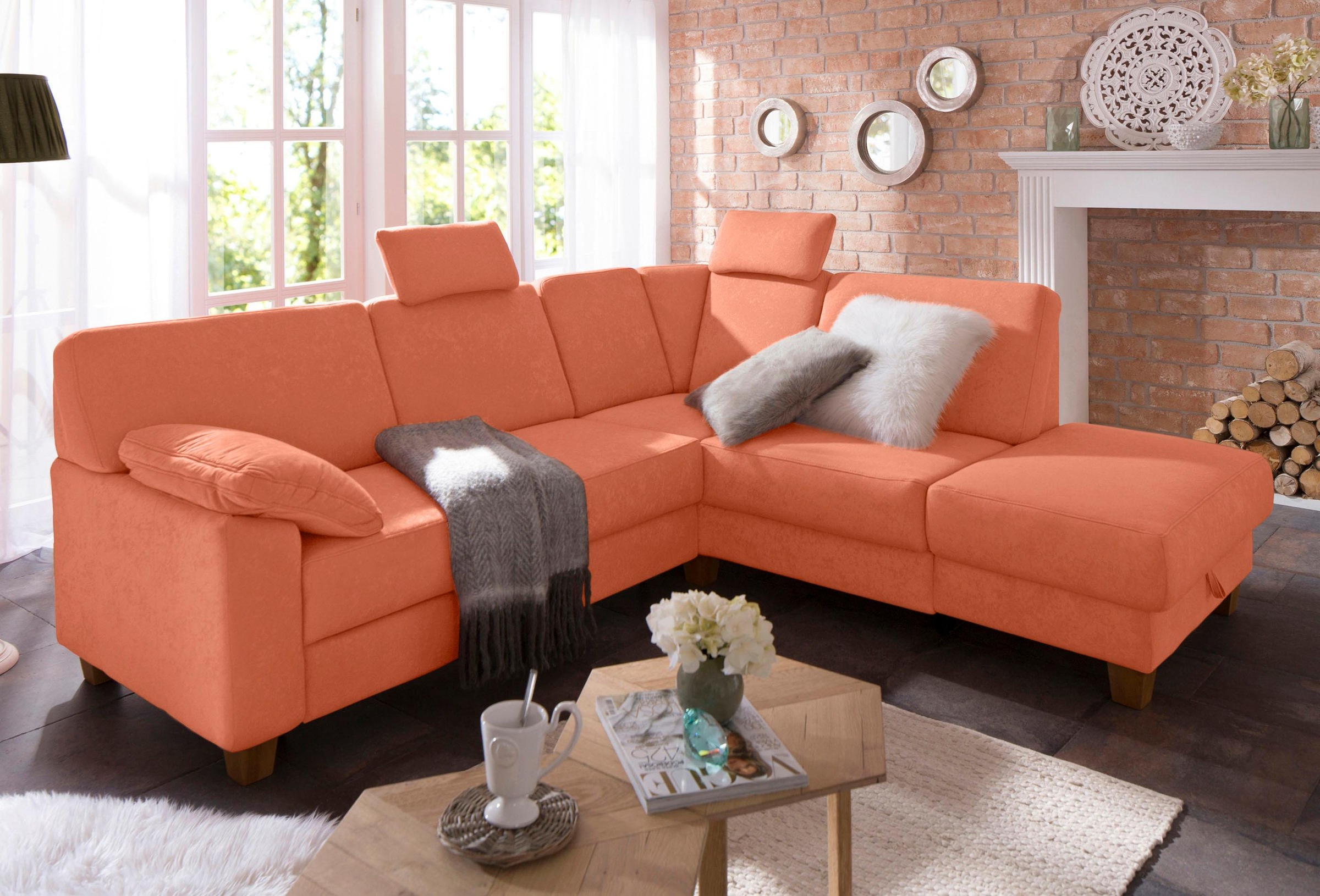 Home affaire Ecksofa »Belfort L-Form«, mit Federkern, wahlweise mit Bettfunktion und Stauraum