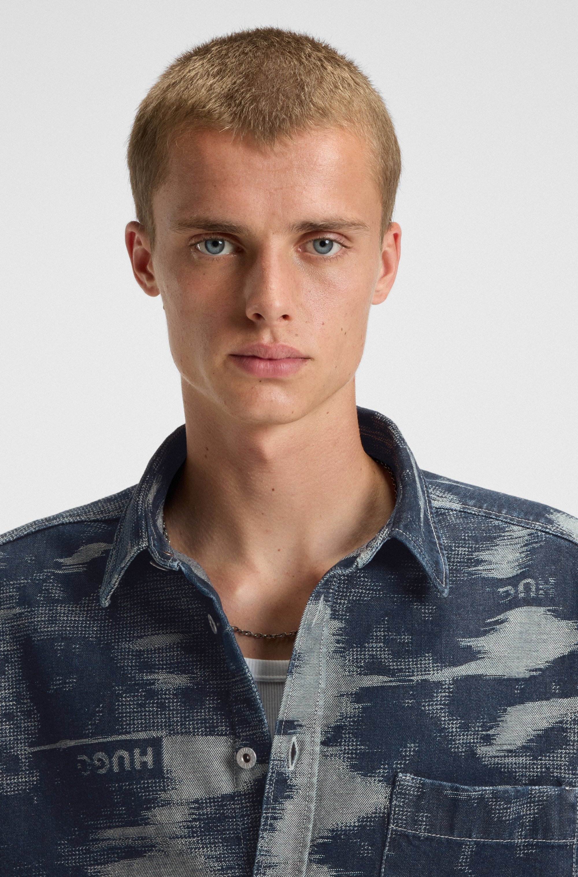 HUGO Blue Langarmhemd »Ebalto« Kentkragen, oversize fit, Jacquard-Muster