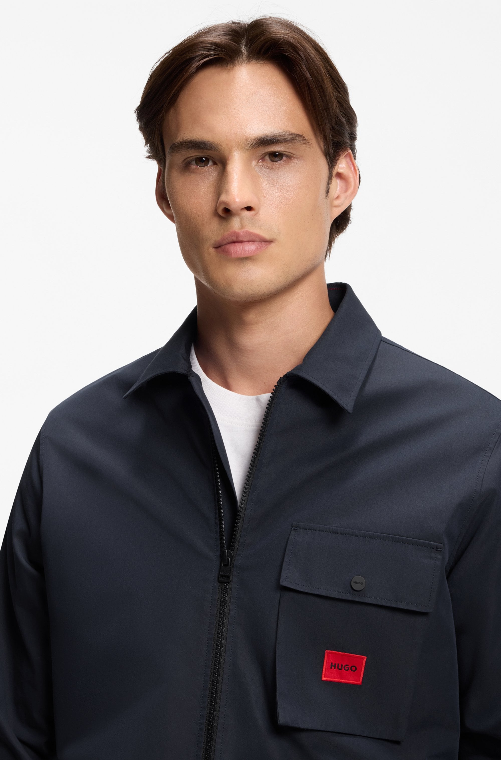HUGO Langarmhemd »Emmond« Oversize Fit, 2-Wege-Zipper, Baumwoll-Mix