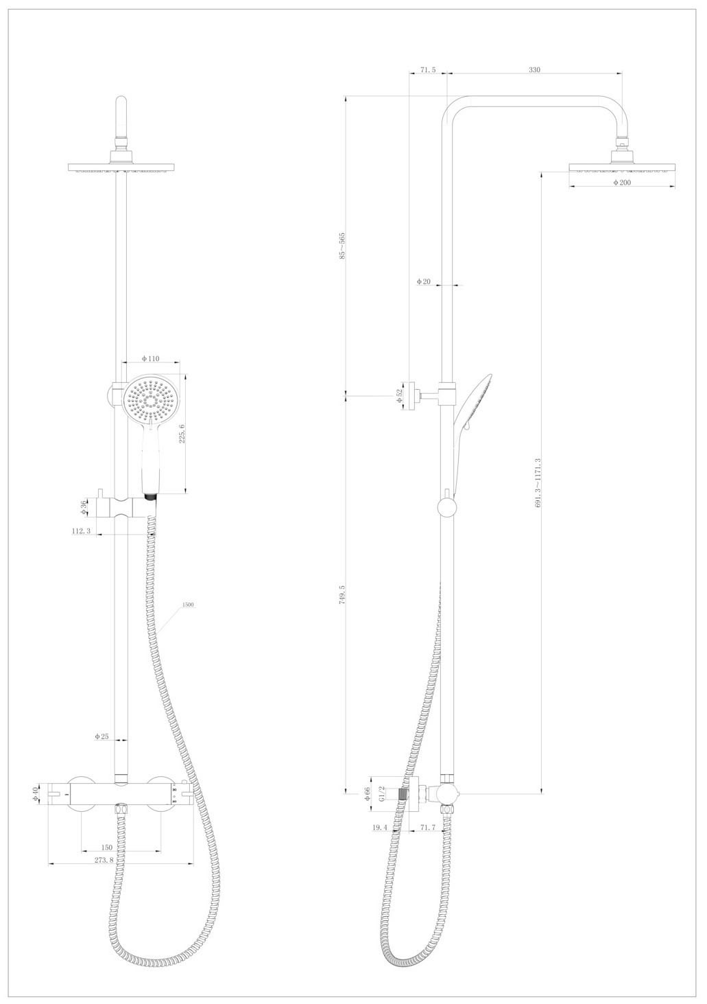 WENKO Duschsystem »Young Eco«, mit Thermostat-Armatur, inkl. 2 Watersaving Regulatoren