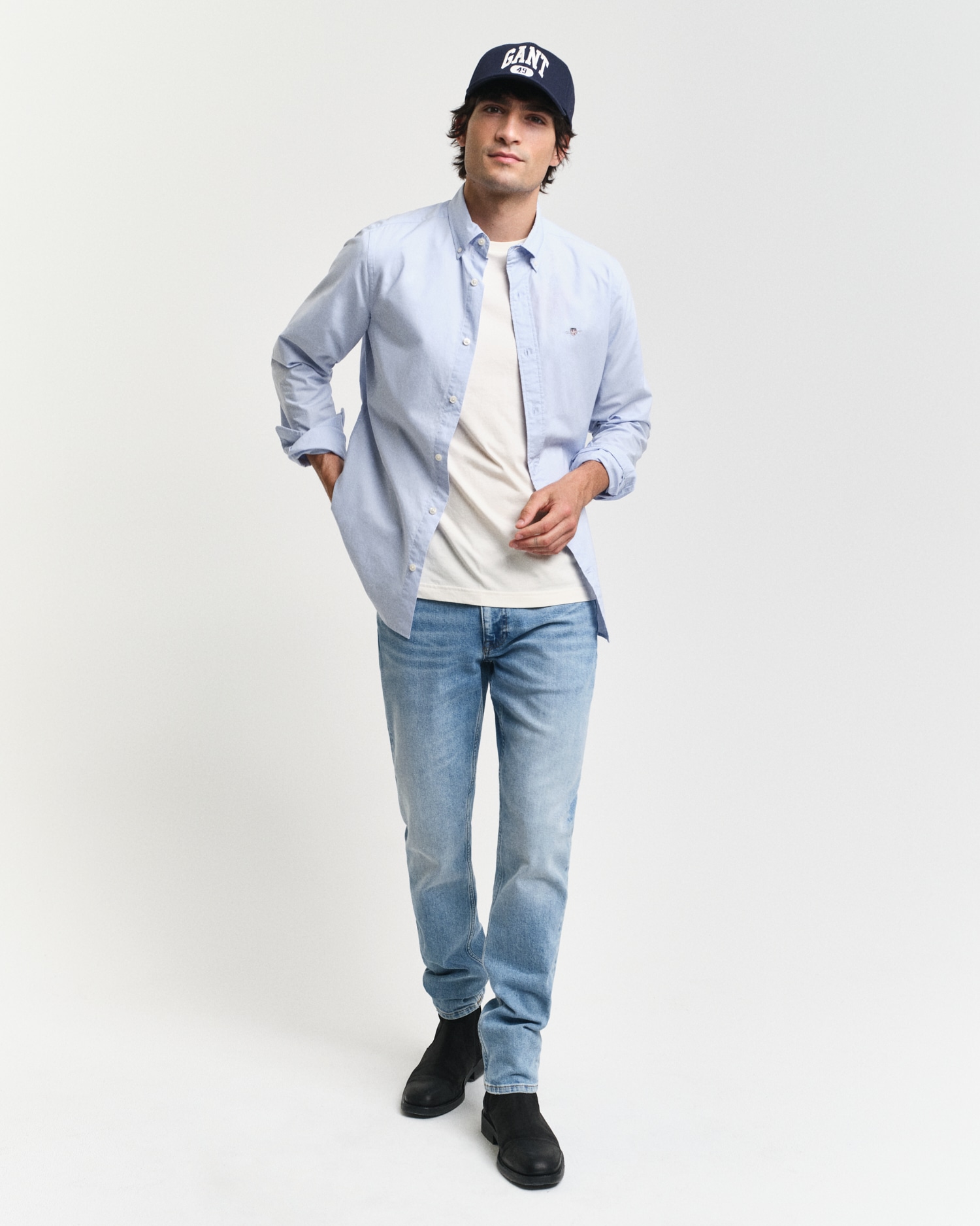 Gant Langarmhemd »Slim Fit Popeline Hemd leichte Baumwolle strapazierfähig pflegeleicht« mit klassischer Logostickerei auf der Brust