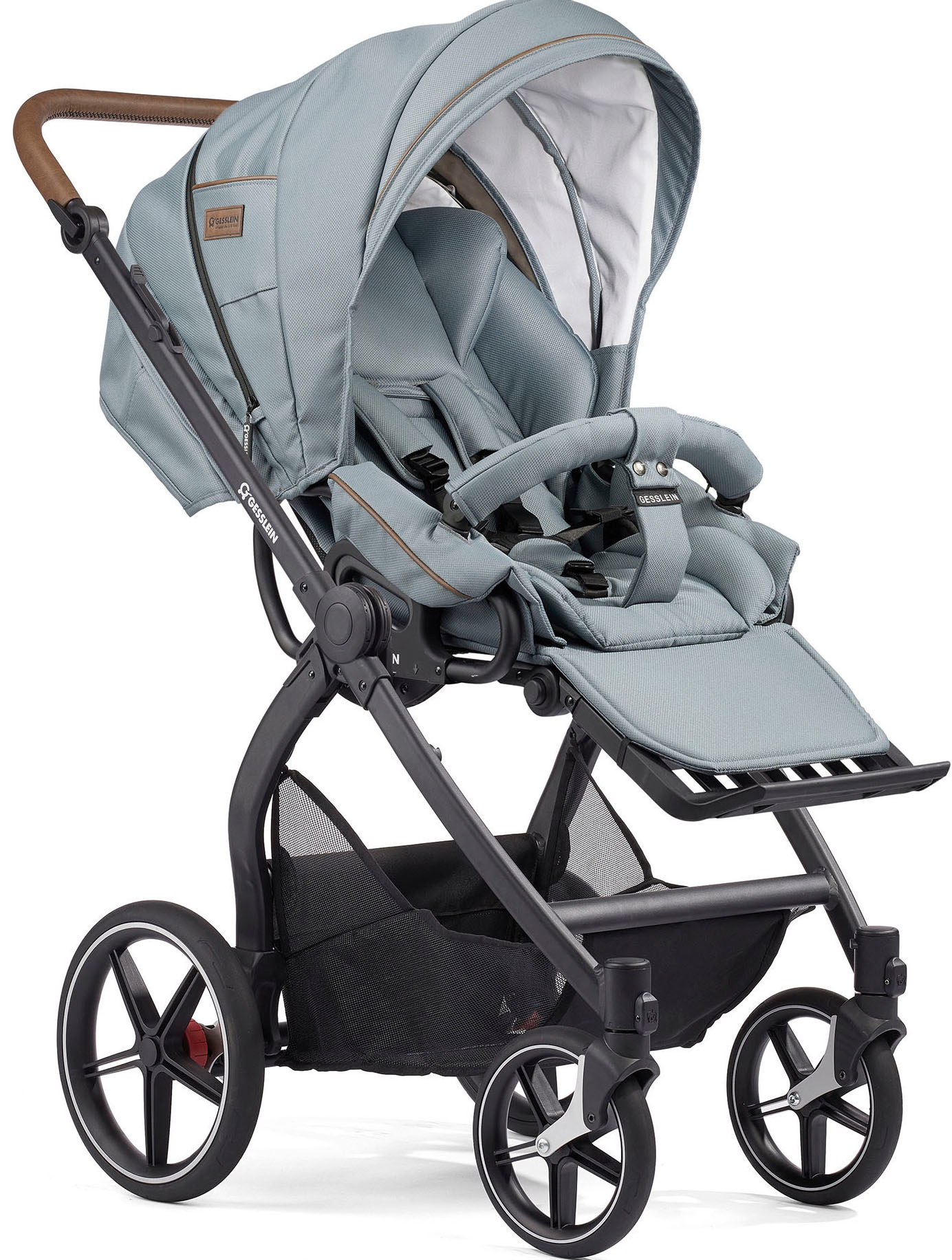 Gesslein Kombi-Kinderwagen »FX4 Soft+ mit Aufsatz Classic schwarz/tabak, petrol«, mit Babywanne Cx3 und Babyschalenadapter