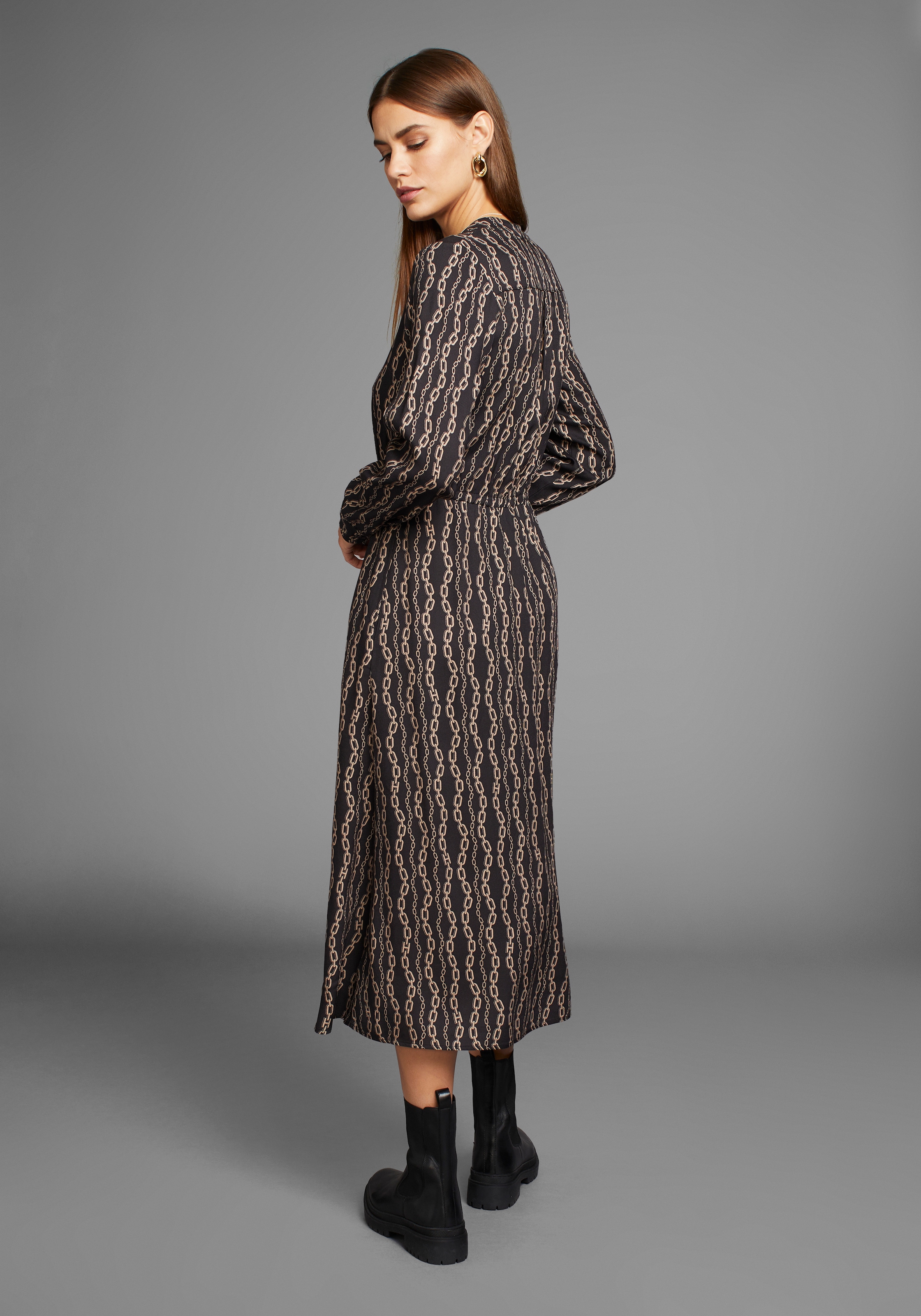 HECHTER PARIS Midikleid Eingrifftasche mit modischem Allover-Print