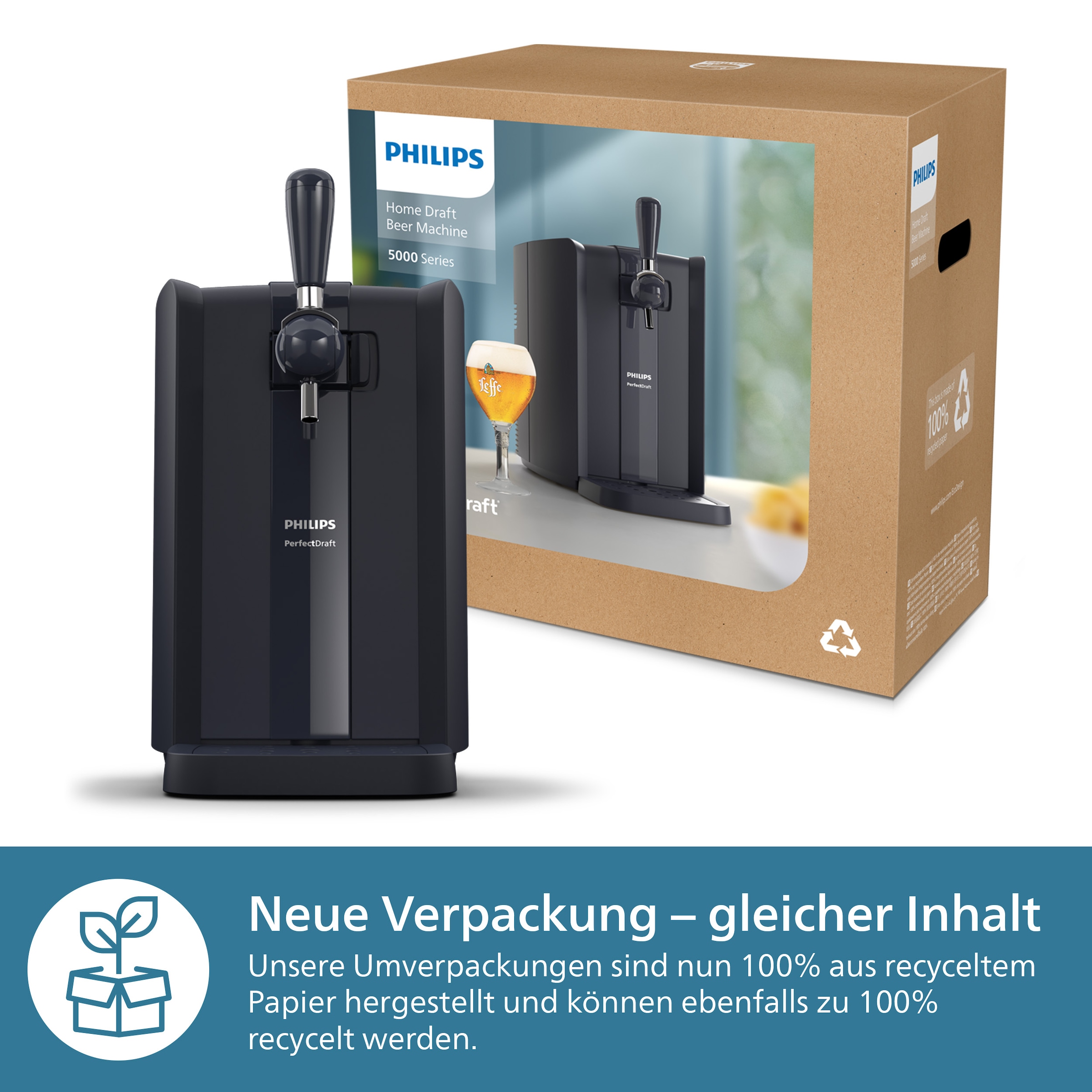 Philips Bierzapfanlage »Perfect Draft 5000 Series HD3761/60«, mit 3 Grad Kühlung und LED Beleuchtung; Dunkelblau