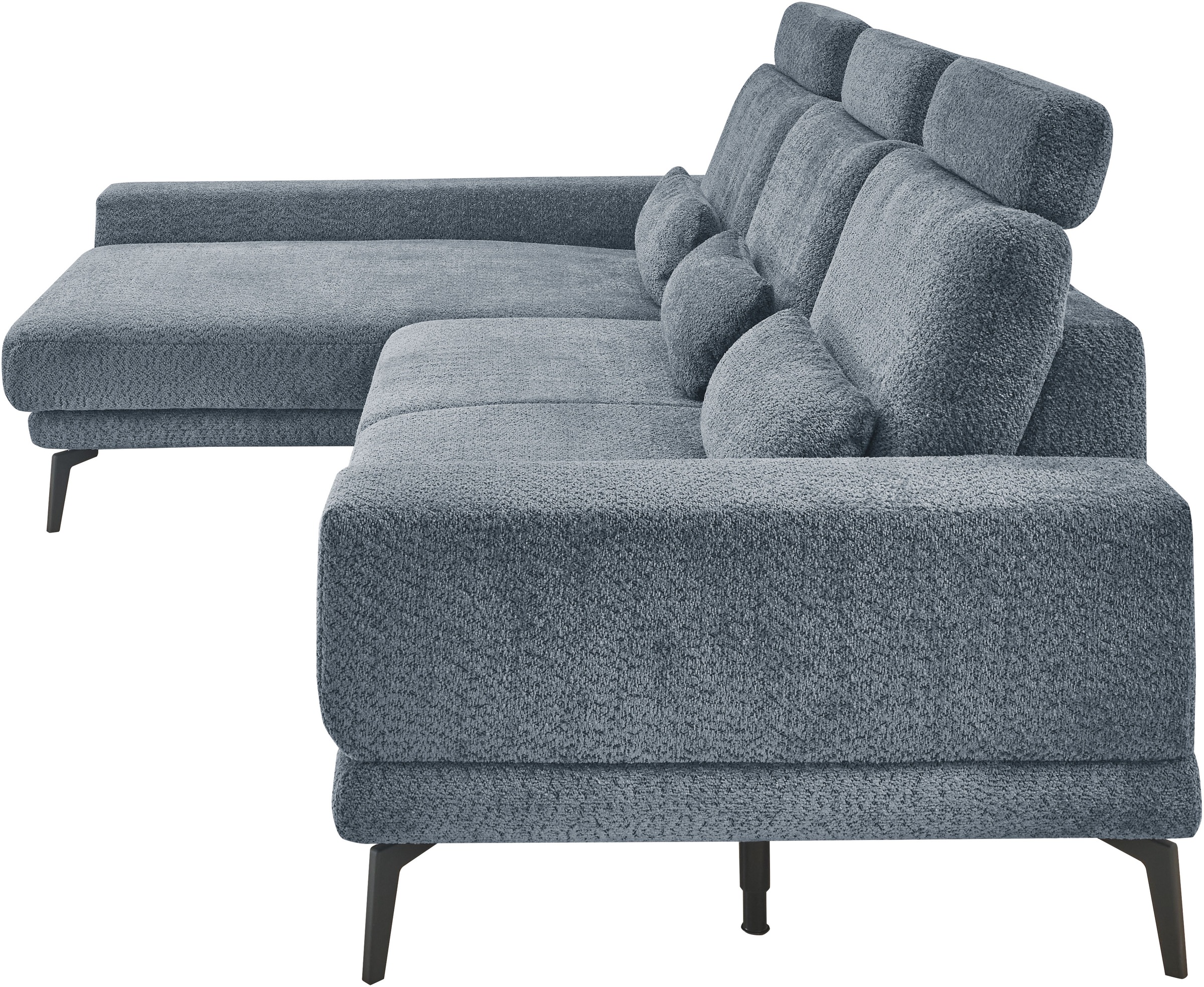 set one by Musterring Ecksofa »SO 3600, inkl motor. Sitztiefenverstellung, Kopfstützen, Nierenkissen«, Sitzhöhe 42 cm, Kaltschaum, Breite 293 x Tiefe 180 cm, Kama blue