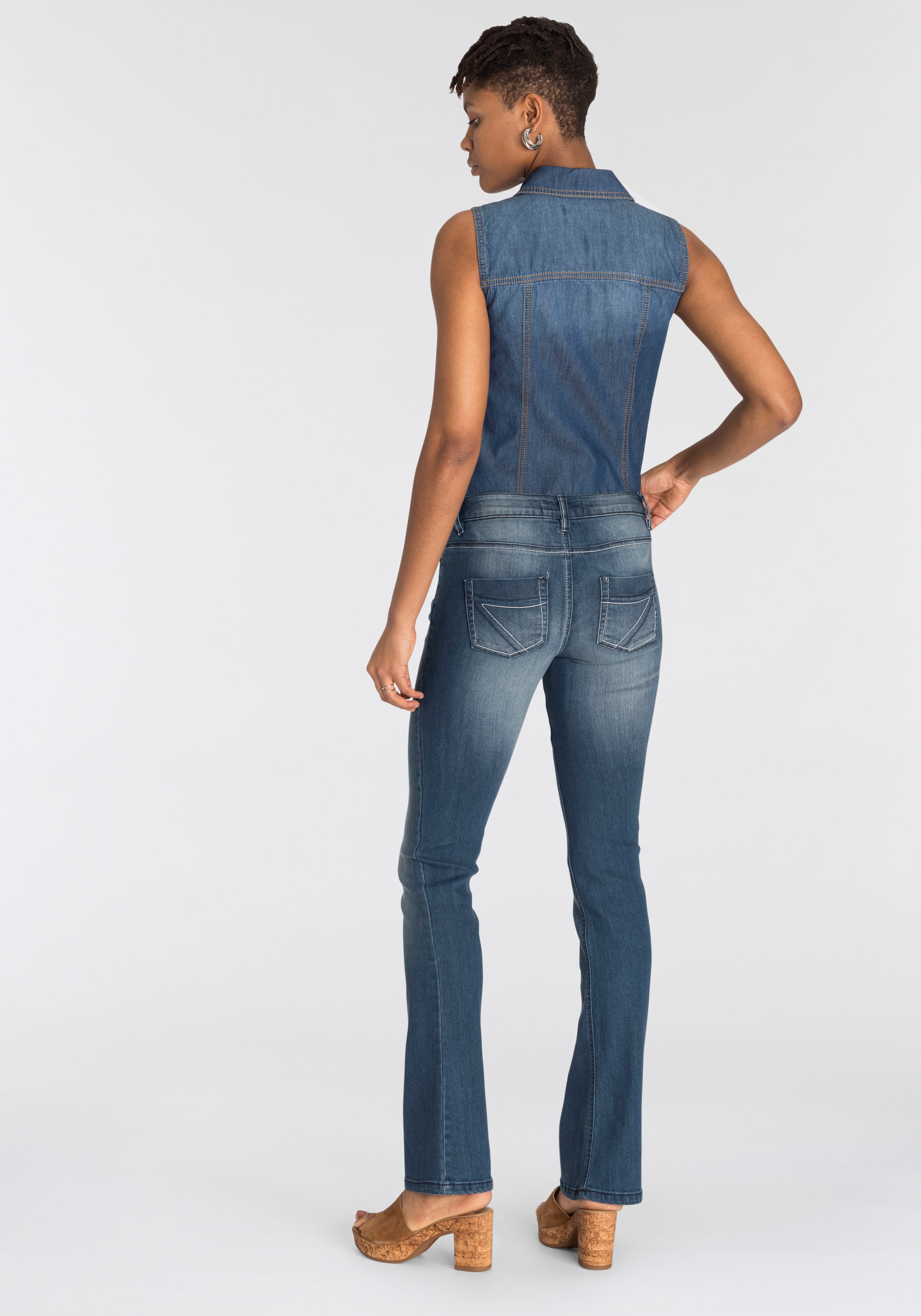 Arizona Jeansbluse, mit Knöpfen in Perlmuttoptik online bestellen