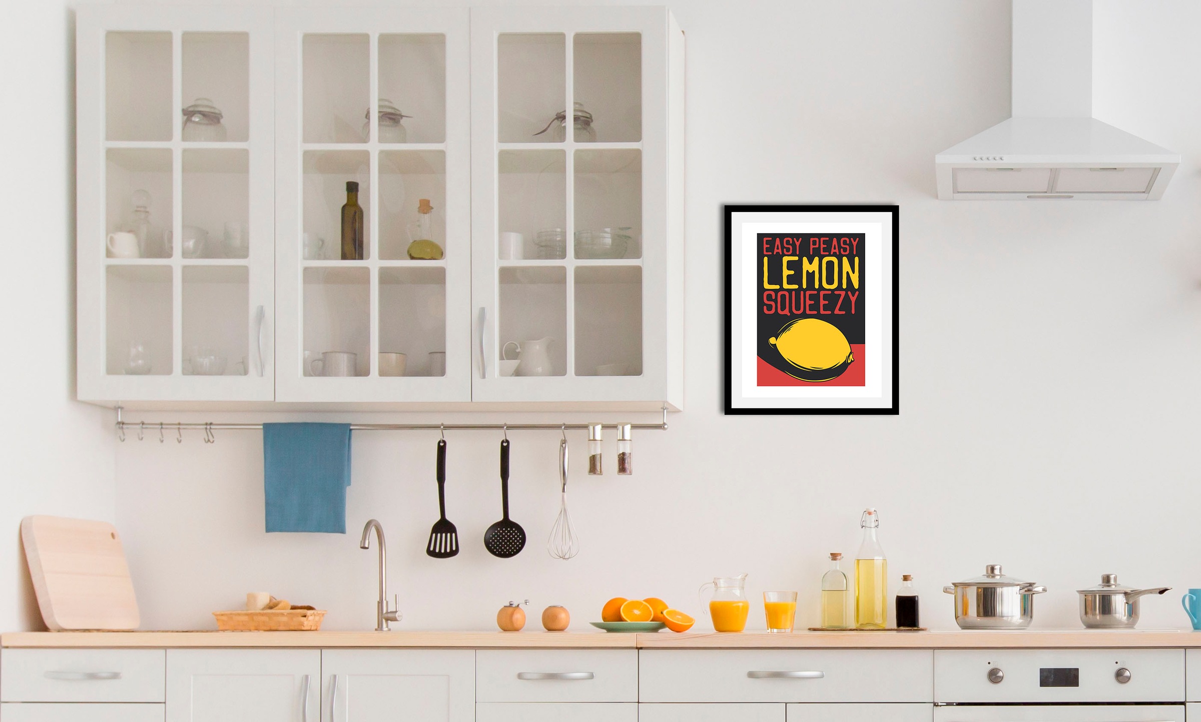 queence Bild »Easy Peasy«, Obst-Obst Bilder-Essen-Lebensmittel-Kunst-Schrif günstig online kaufen