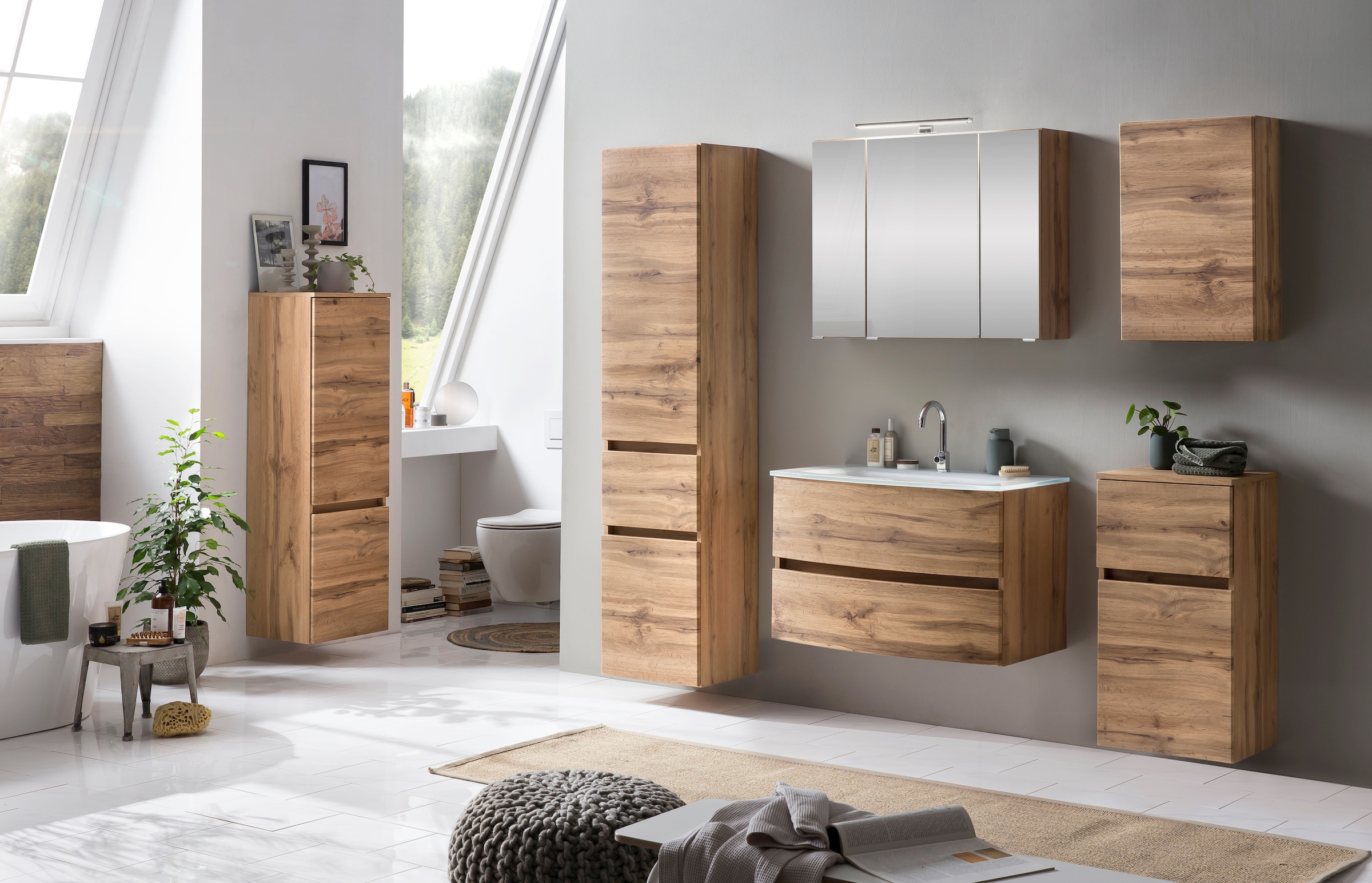 welltime Badezimmer-Set »Kaunas«, (Set, 4 St.), Breite 120 cm, Soft Close Funktion
