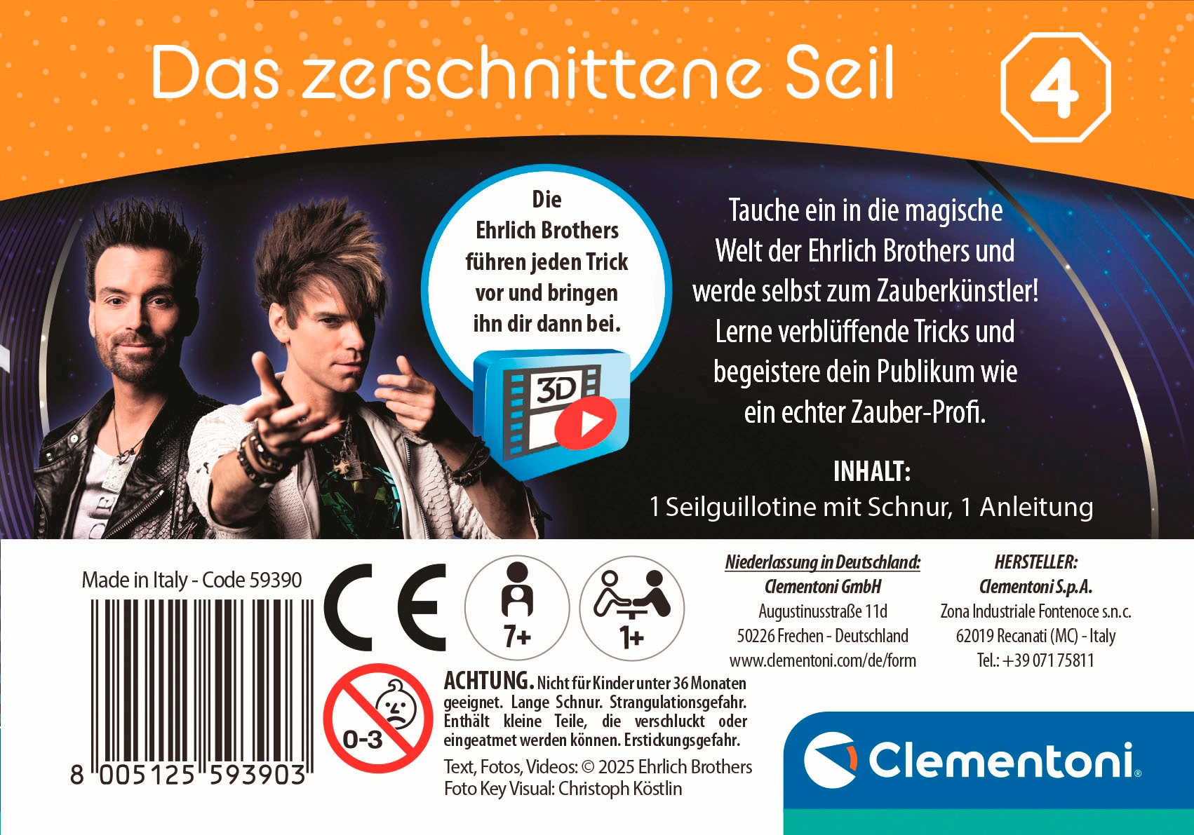 Clementoni® Zauberkasten »Ehrlich Brothers, Mini Magics, Das zerschnittene Seil«, Made in Europe