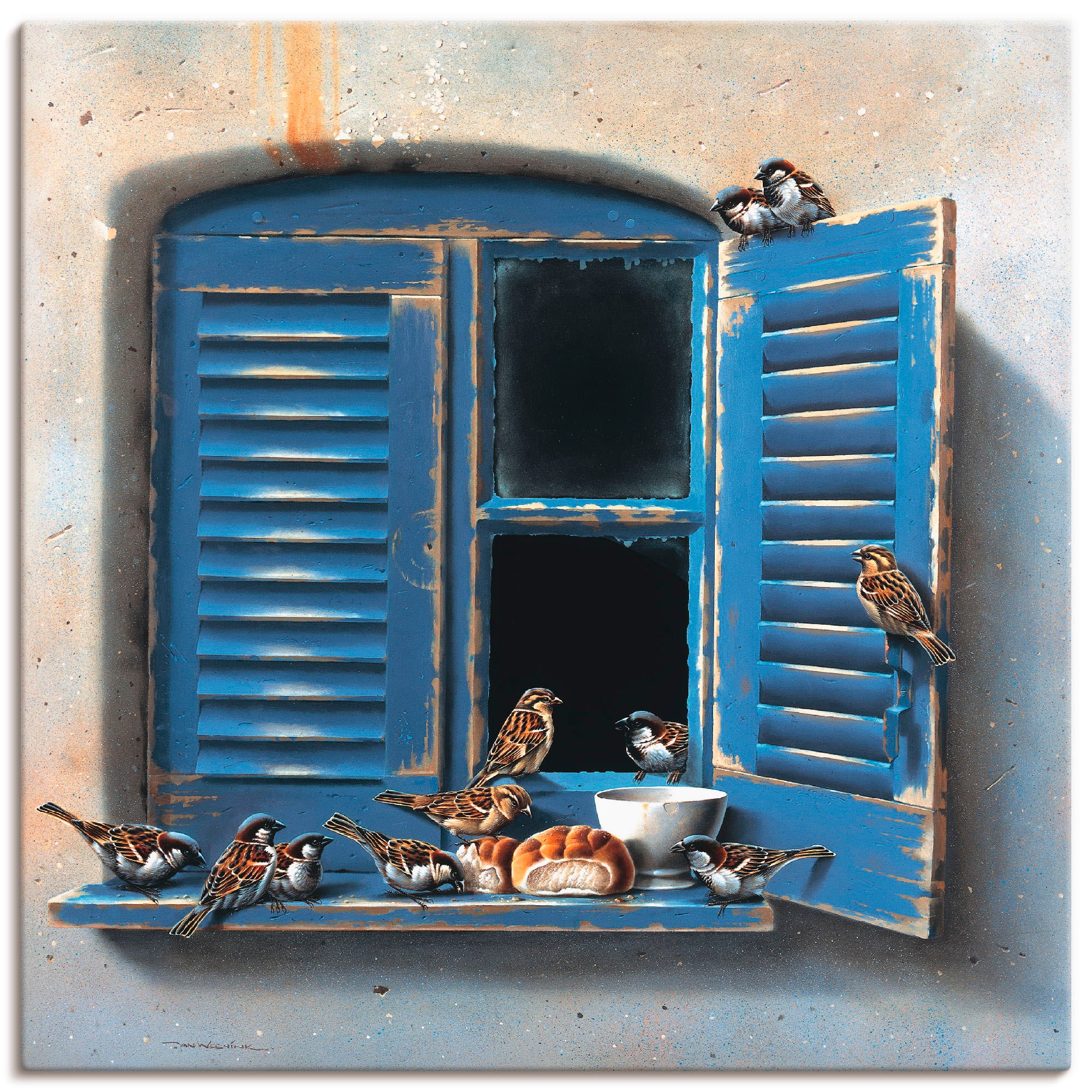 Artland Wandbild »Vogelbesuch II«, Fenster & Türen, (1 St.), als Leinwandbi günstig online kaufen