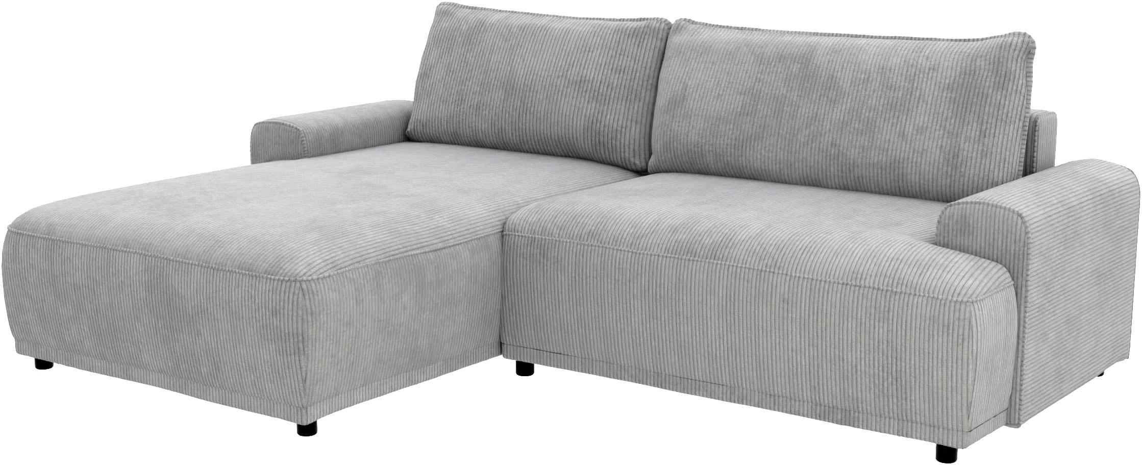 TRENDMANUFAKTUR Ecksofa »Fordon, Schlafsofa mit Bettkasten, Couch in L-Form, Breite 250 cm«, in Cordstoff HYPER, betongrau, Recamiere links