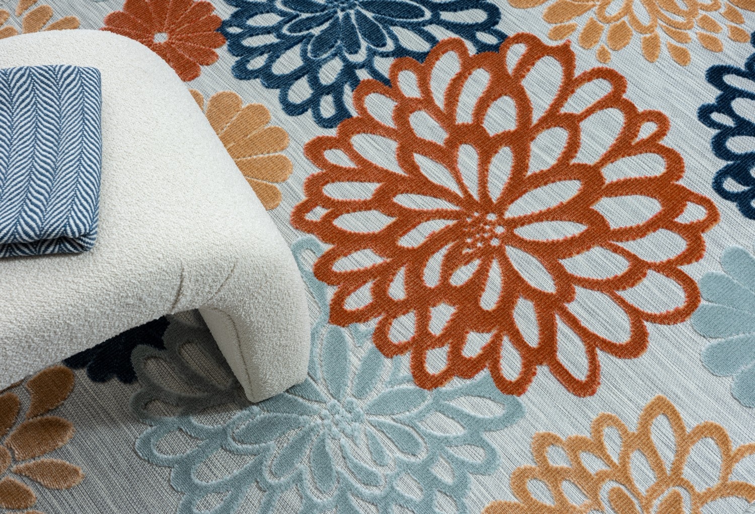 Myflair Möbel & Accessoires Teppich »Bloom Lagerräumung«, rechteckig, 8 mm Höhe, Blumen Motiv, Hoch-Tief Effekt, Outdoor geeignet, Balkon, Terrasse
