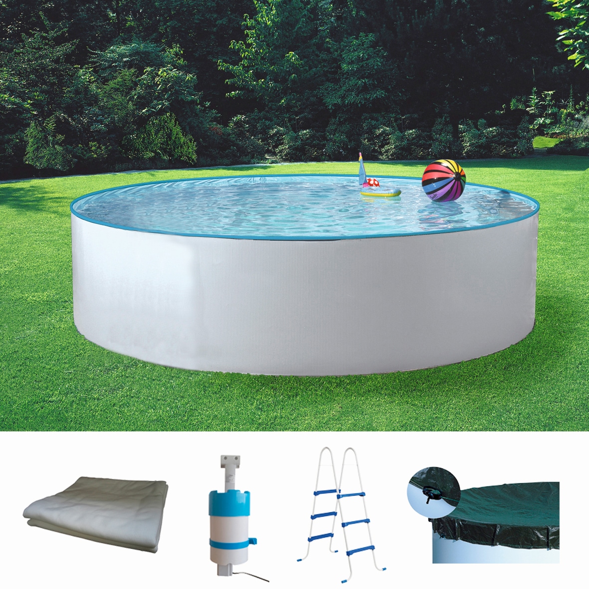 KONIFERA Rundpool »Standard« inkl. Zubehör in verschiedenen Größen weiß Ø/B/H/L: 360 cm x Breite x Höhe 90 cm x Länge