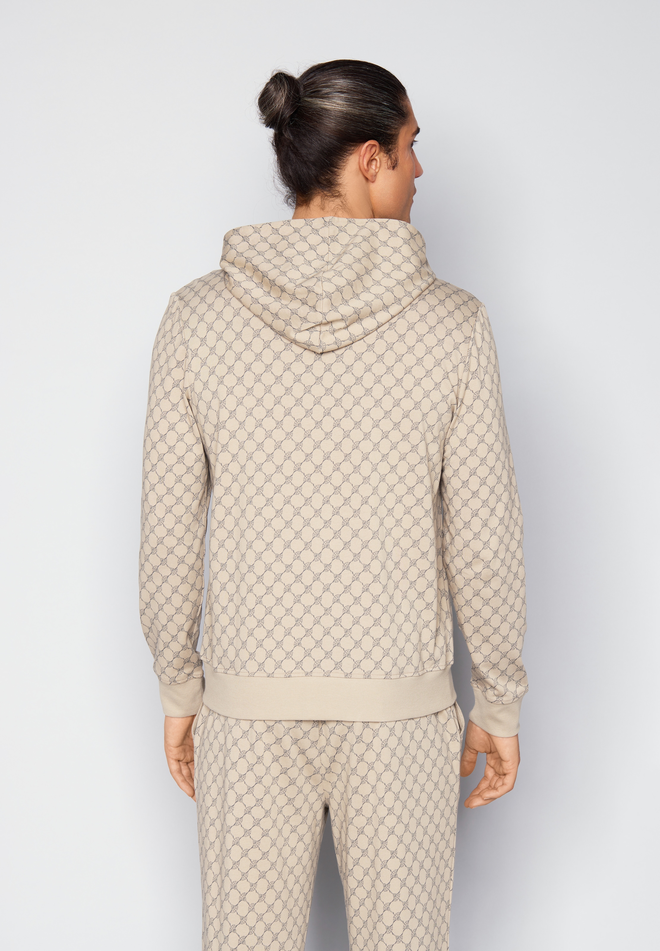 JOOP! Sweatjacke mit Cornflower-Print allover und Kapuze