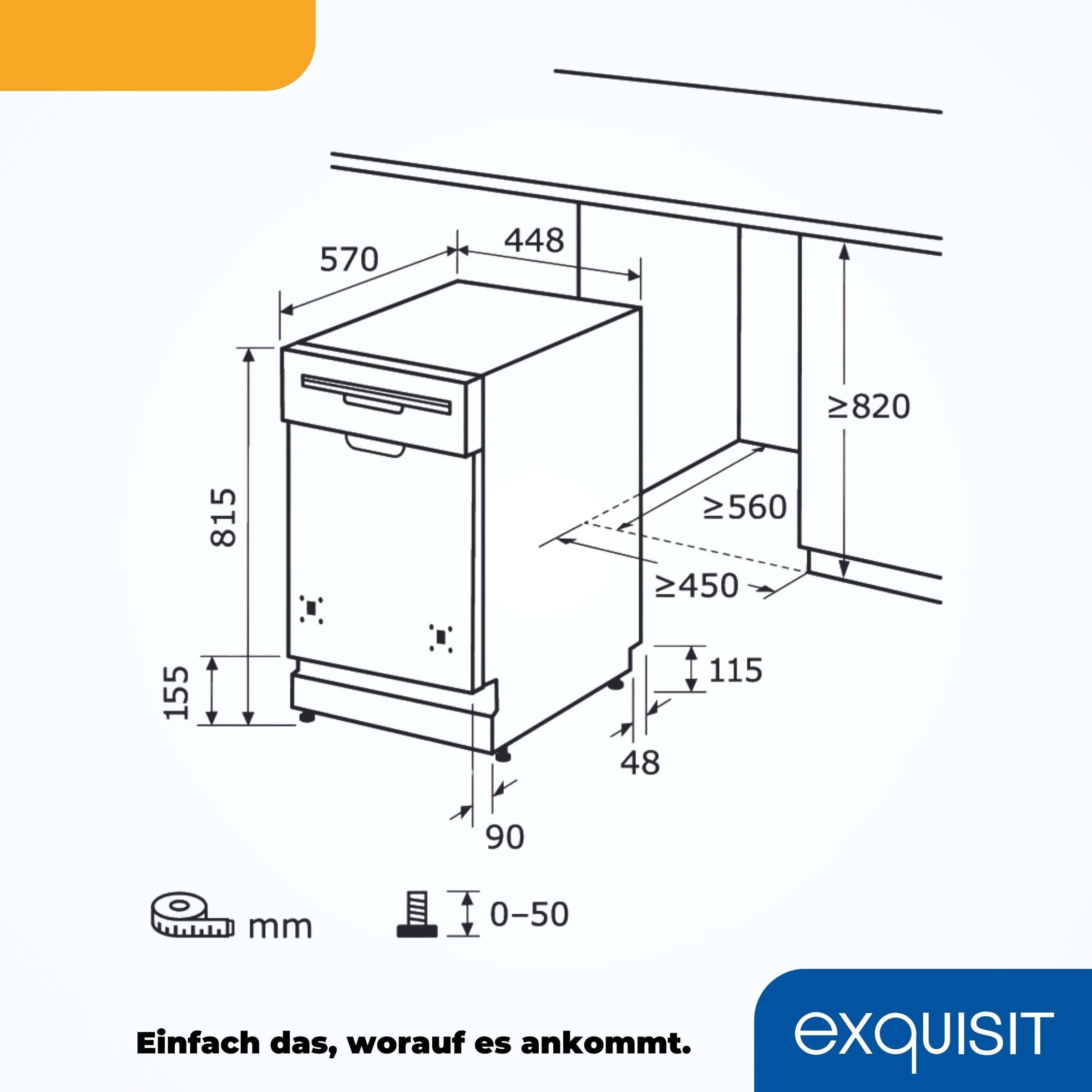 exquisit teilintegrierbarer Geschirrspüler »EGSP1009-EB-030E«, 9 Maßgedecke