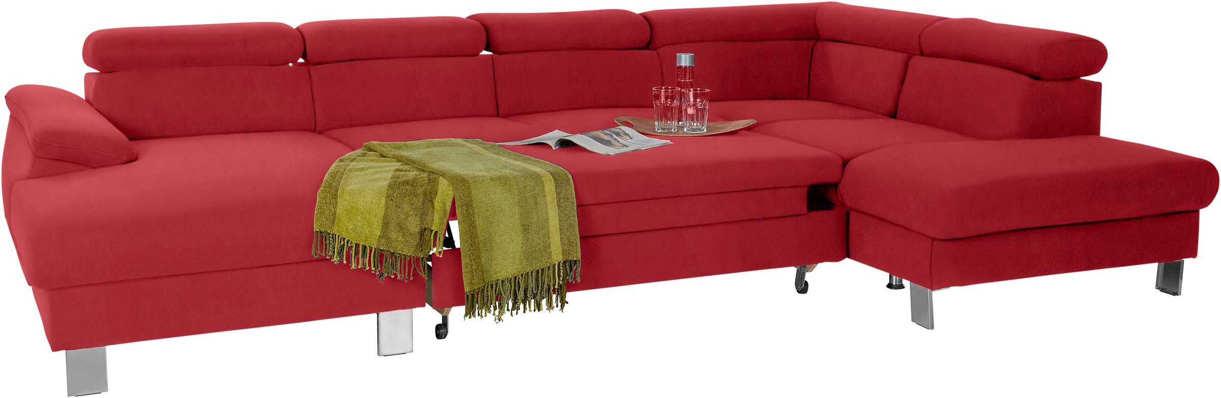 COTTA Wohnlandschaft »Komaris U-Form, B: 320 cm«, mit Kopfteilverstellung, optional Bettfunktion, Bettkasten & Licht
