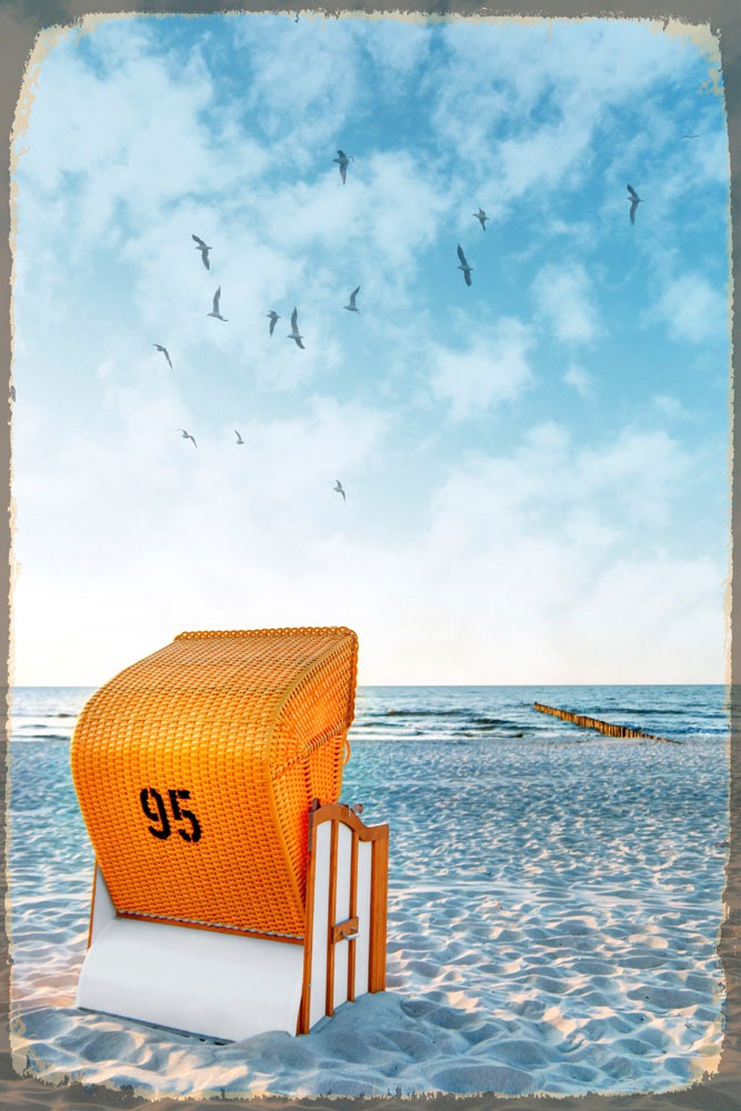 queence Metallbild »Beachday« Düne   Strand   Strandbilder 1 Stk. tlg. Stah günstig online kaufen