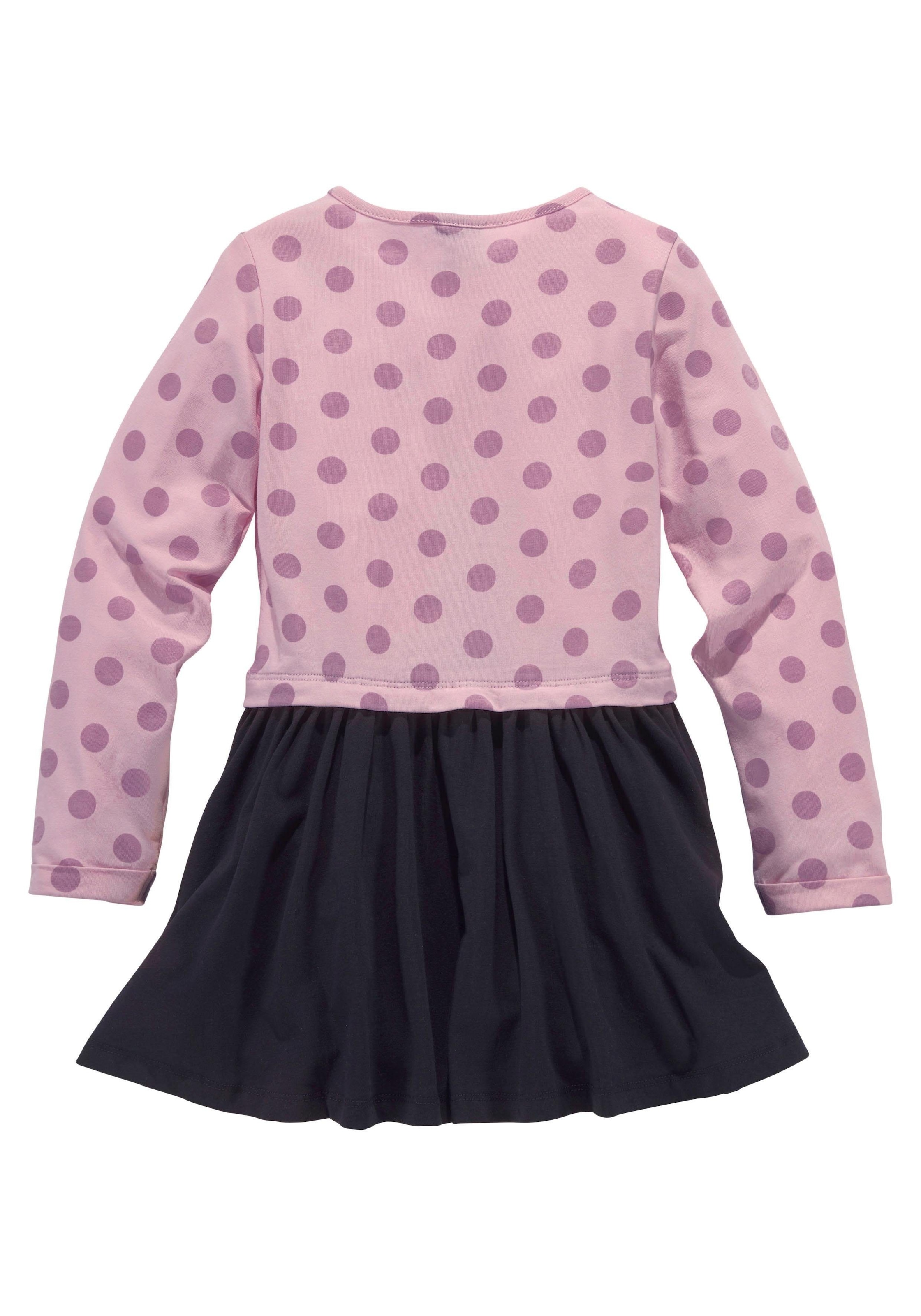 KIDSWORLD Jerseykleid, mit jetzt im %Sale kleiner appliziertem und Tasche Glitzerband