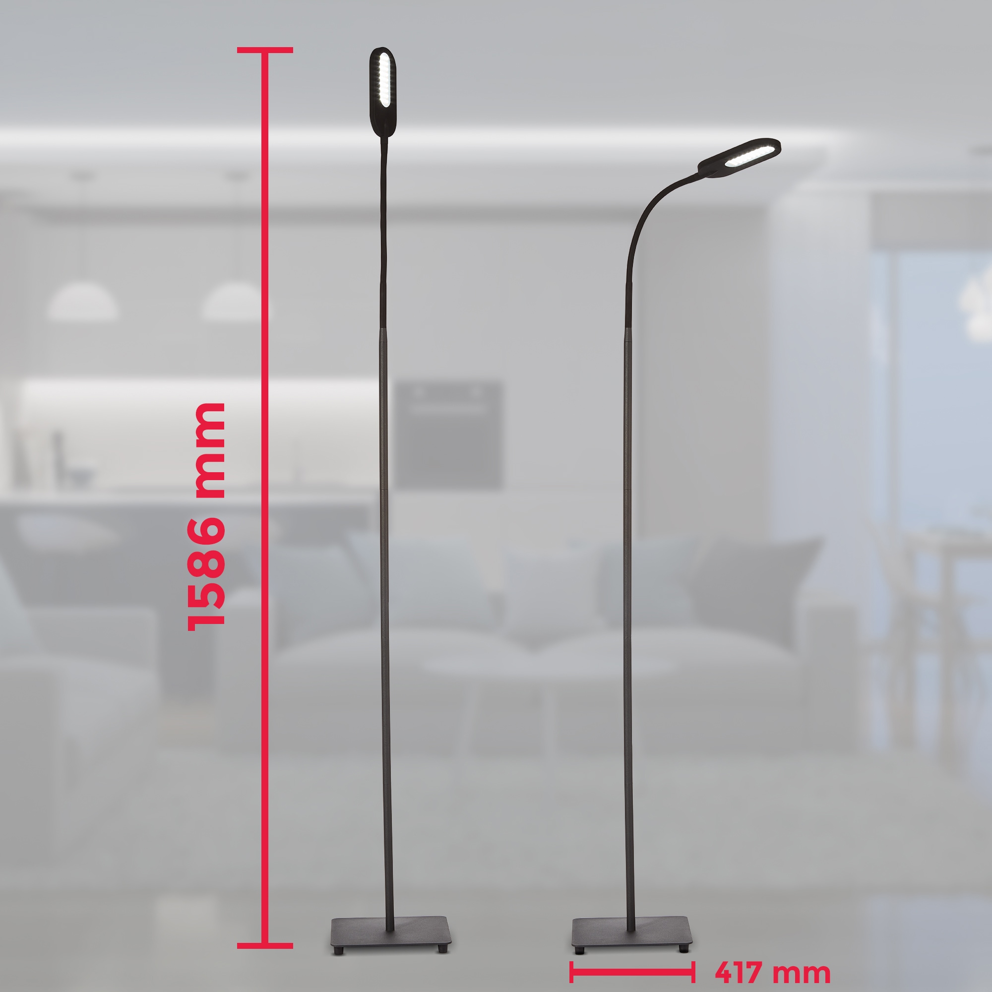 B.K.Licht LED Stehlampe, 1 flammig, Leuchtmittel LED-Board | LED fest integriert, Stehleuchte, dimm-, schwenkbar, Memory & Touch Funkt., inkl. 8W 600lm