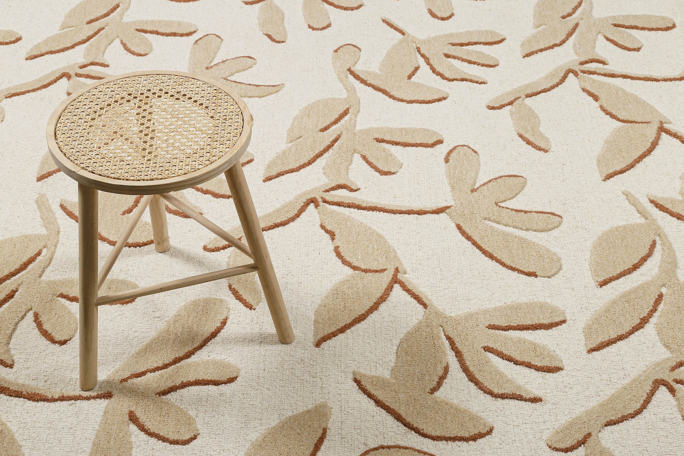 Wecon home Teppich »Summers Peak« rechteckig 16 mm Höhe Kurzflorteppich, Naturfaser, floral, Hoch-Tief-Effekt, handgetuftet