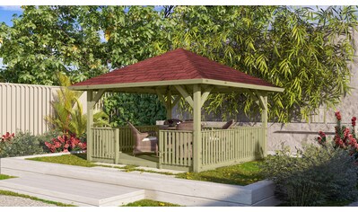Karibu Pavillon »Holm«, (Set), BxTxH: 431x431x315 cm, mit Brüstung und Fußboden kaufen