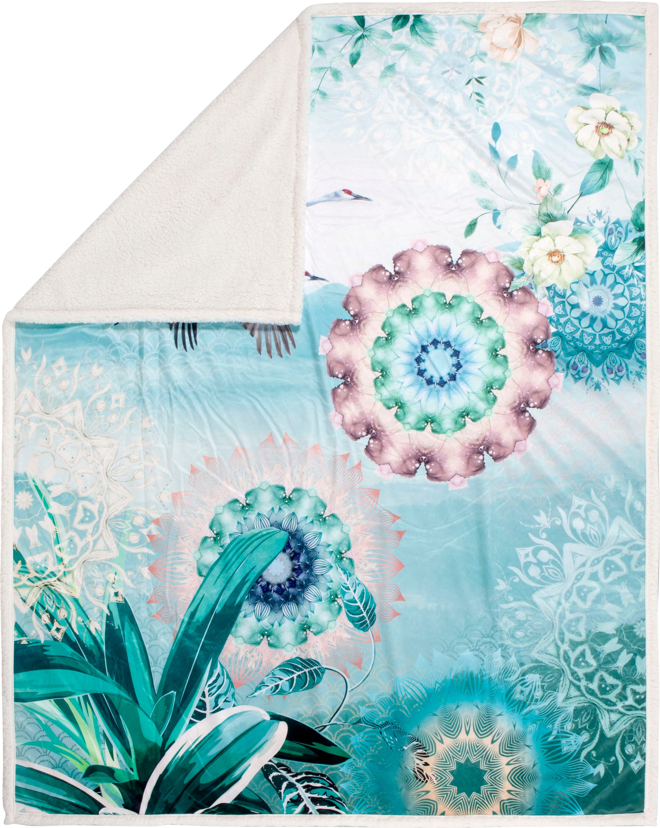 hip Plaid »Bindi«, Sehr Weich, Kuscheldecke, 130x160 cm, Wendeoptik, Vogel, Grün