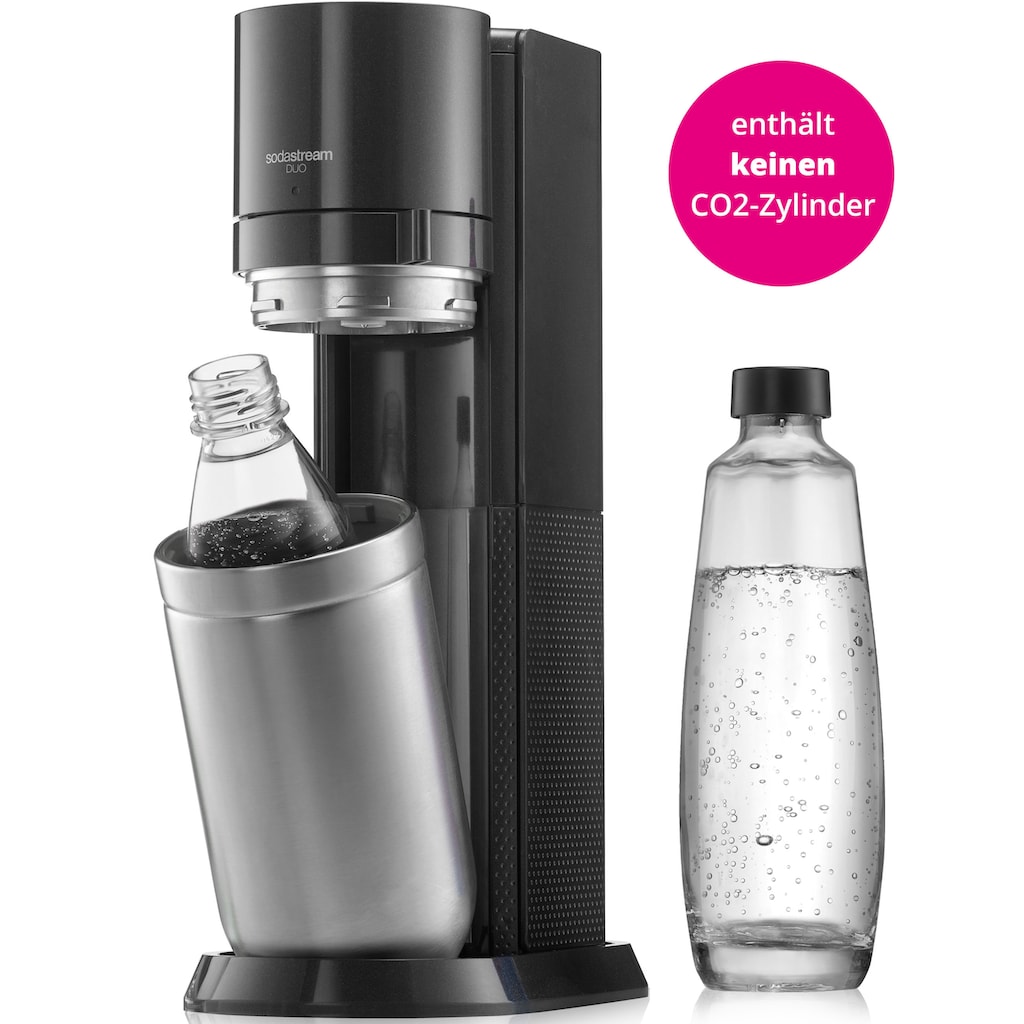 SodaStream Wassersprudler »DUO«, (Set, 3 tlg.), Umsteiger,+Glasflasche,Kunststoffflasche, KEIN CO2-Zylinder