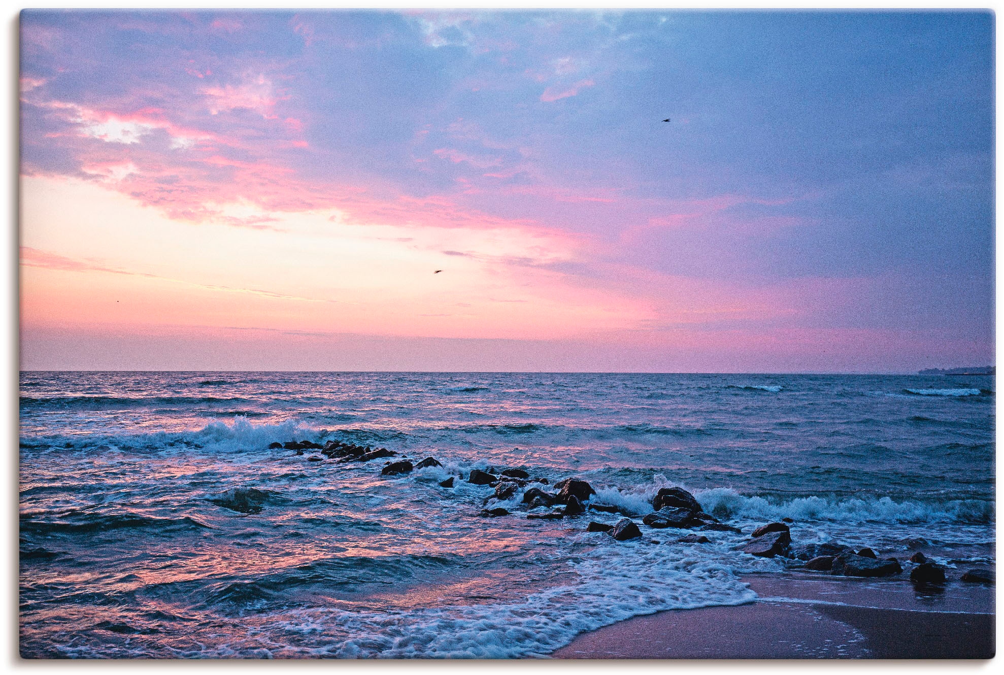 Artland Leinwandbild "Tagesbeginn am schönen Ostseestrand", Gewässer, (1 St günstig online kaufen