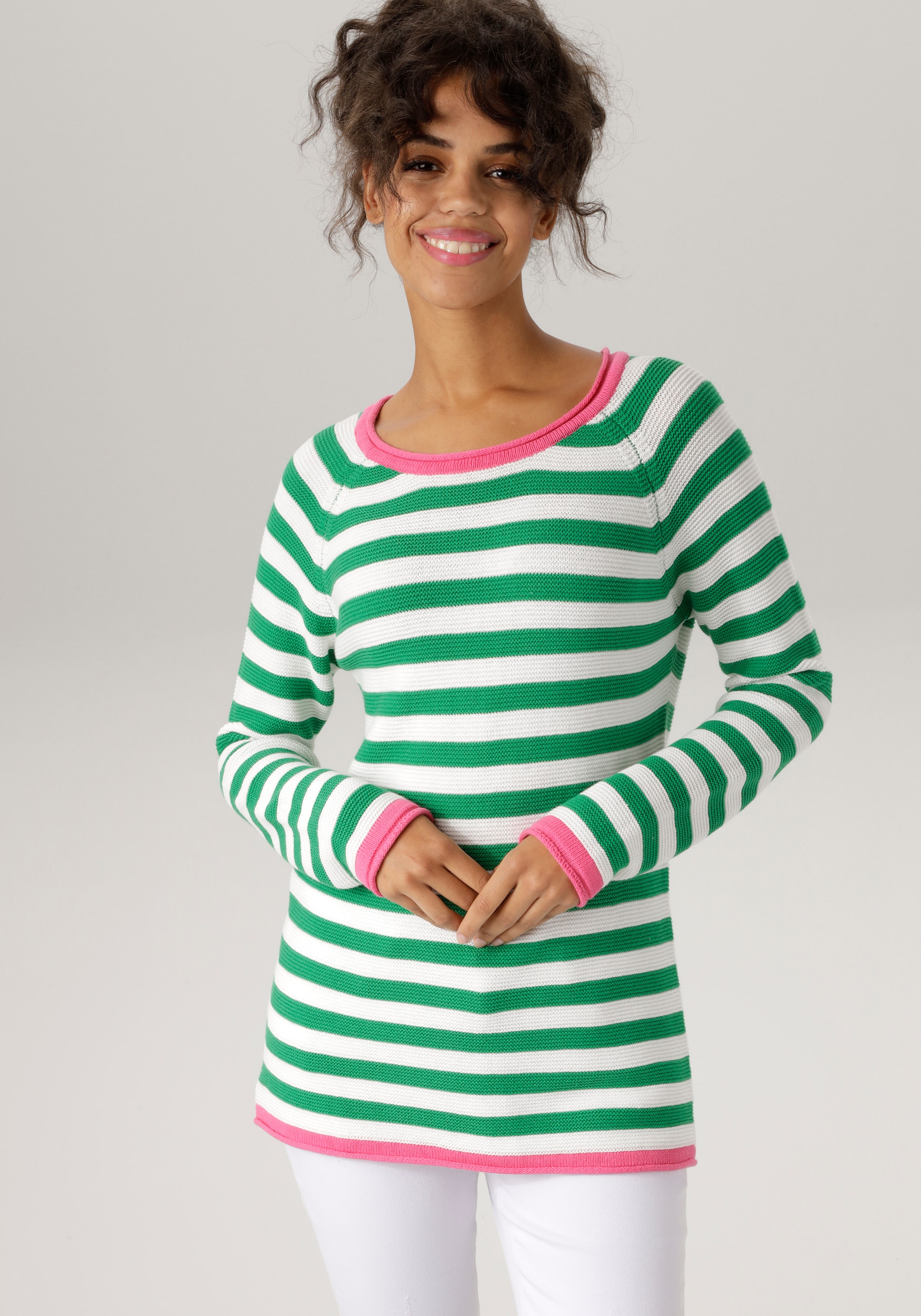 Aniston CASUAL Rundhalspullover, im Streifendessin im bestellen Online-Shop