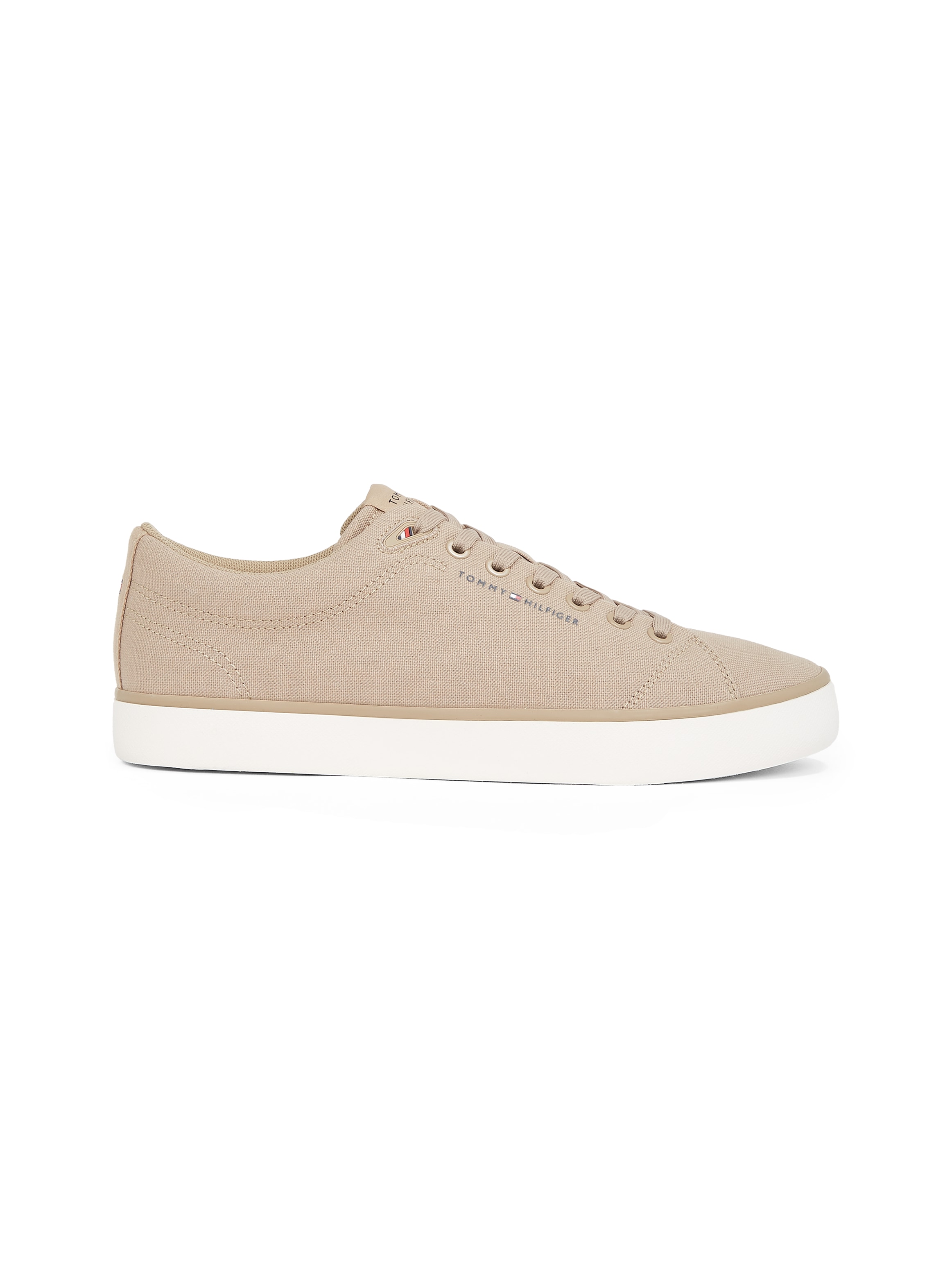 Tommy Hilfiger Sneaker »TH HI VULC LOW CORE CANVAS«, Freizeitschuh, Halbschuh, Schnürer mit weich gepolstertem Schaftrand