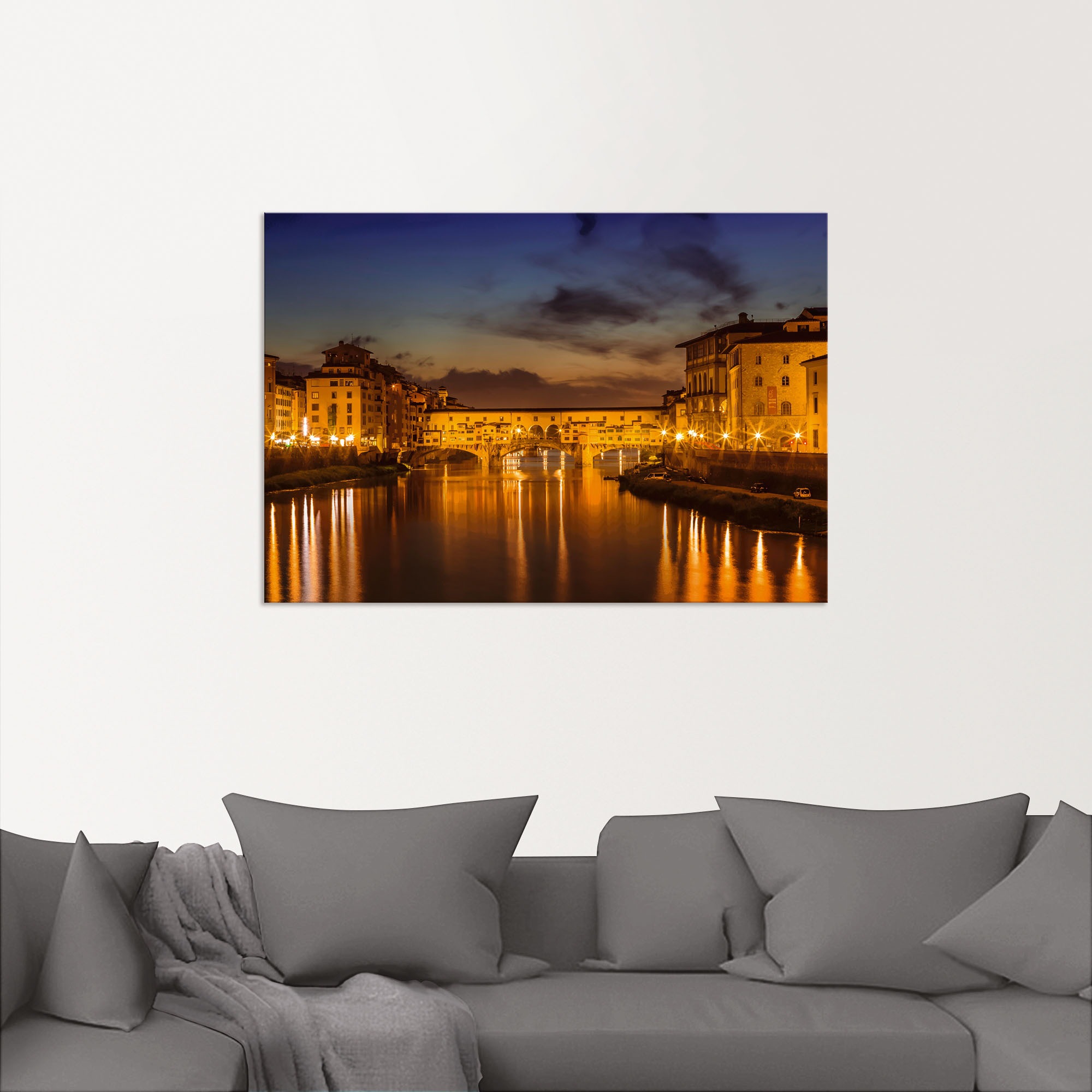 Artland Wandbild »FLORENZ Ponte Vecchio am Abend«, Florenz, (1 St.), als Al günstig online kaufen