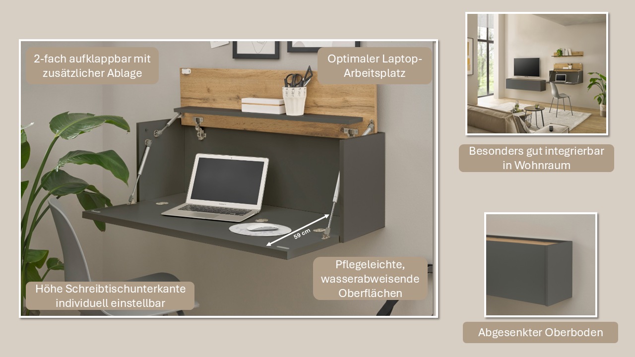 INOSIGN Büromöbel-Set »CiTY/GiRON«, (Set, 5 tlg.), Home Office, mit Wandsekretär