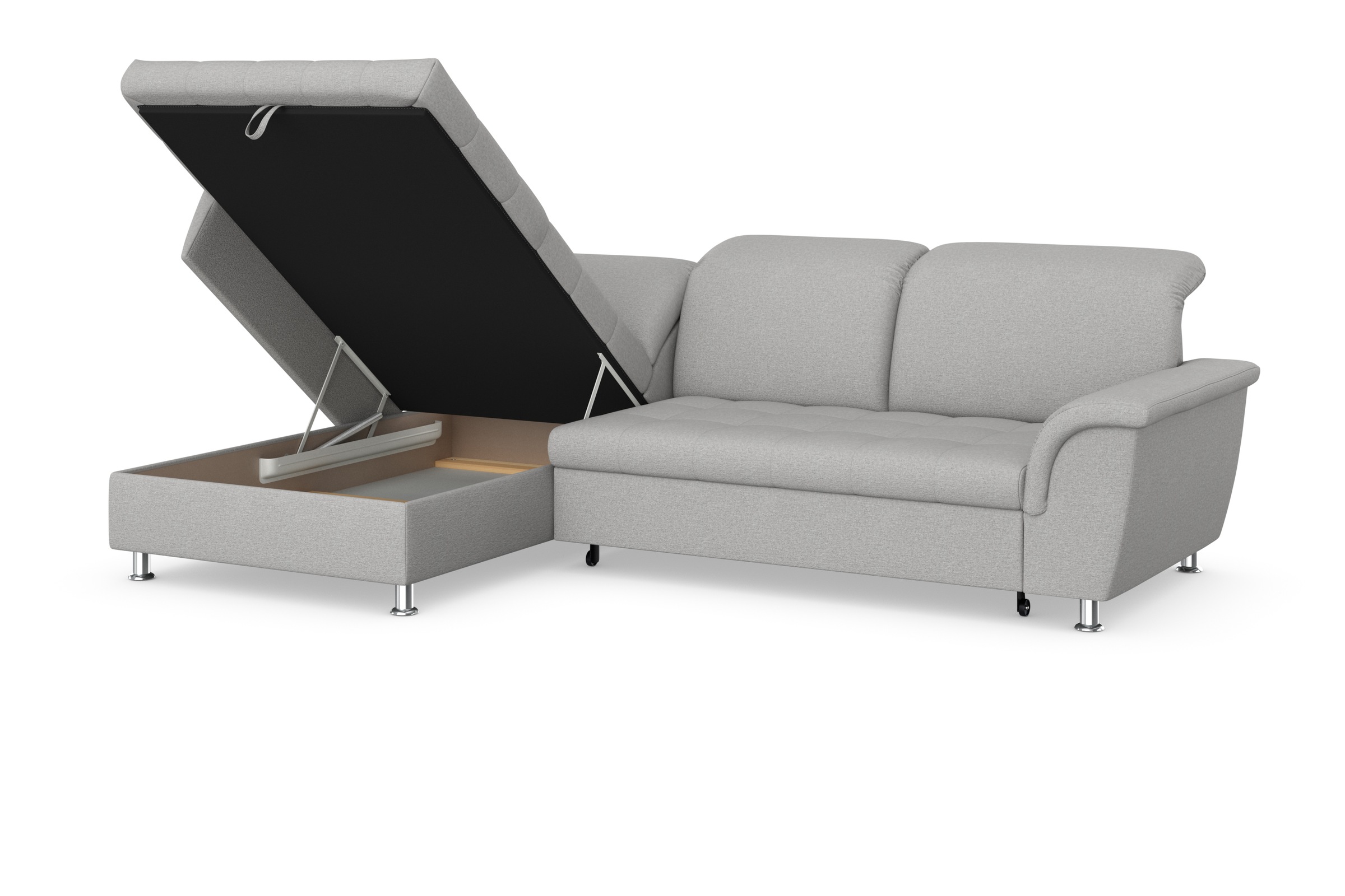 DOMO collection Ecksofa Franzi, wahlweise mit Bettfunktion, Bettkasten und Kopfteilverstellung