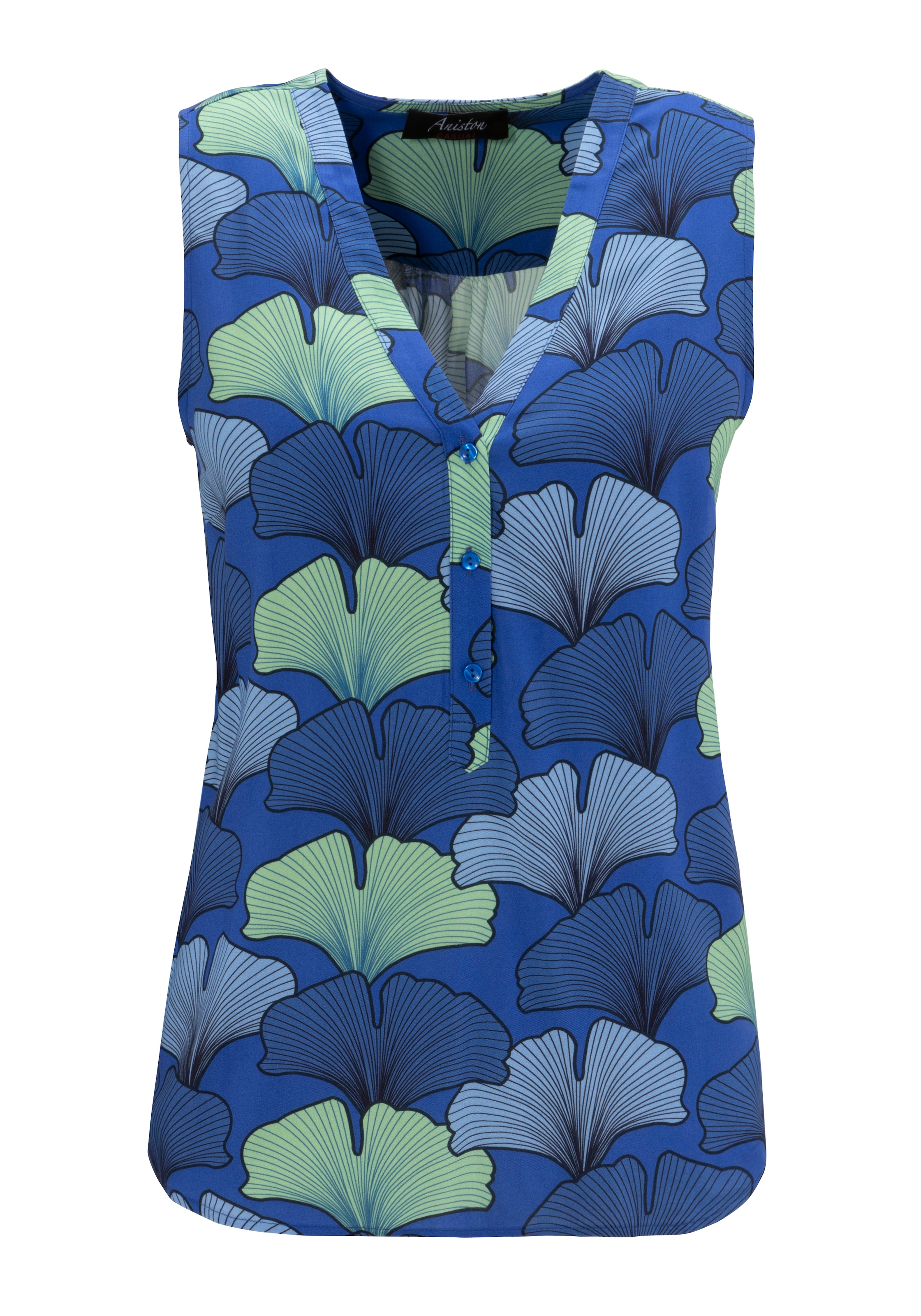 Aniston CASUAL Blusentop, mit farbharmonischen, großflächigen Blättern bedruckt- NEUE KOLLEKTION