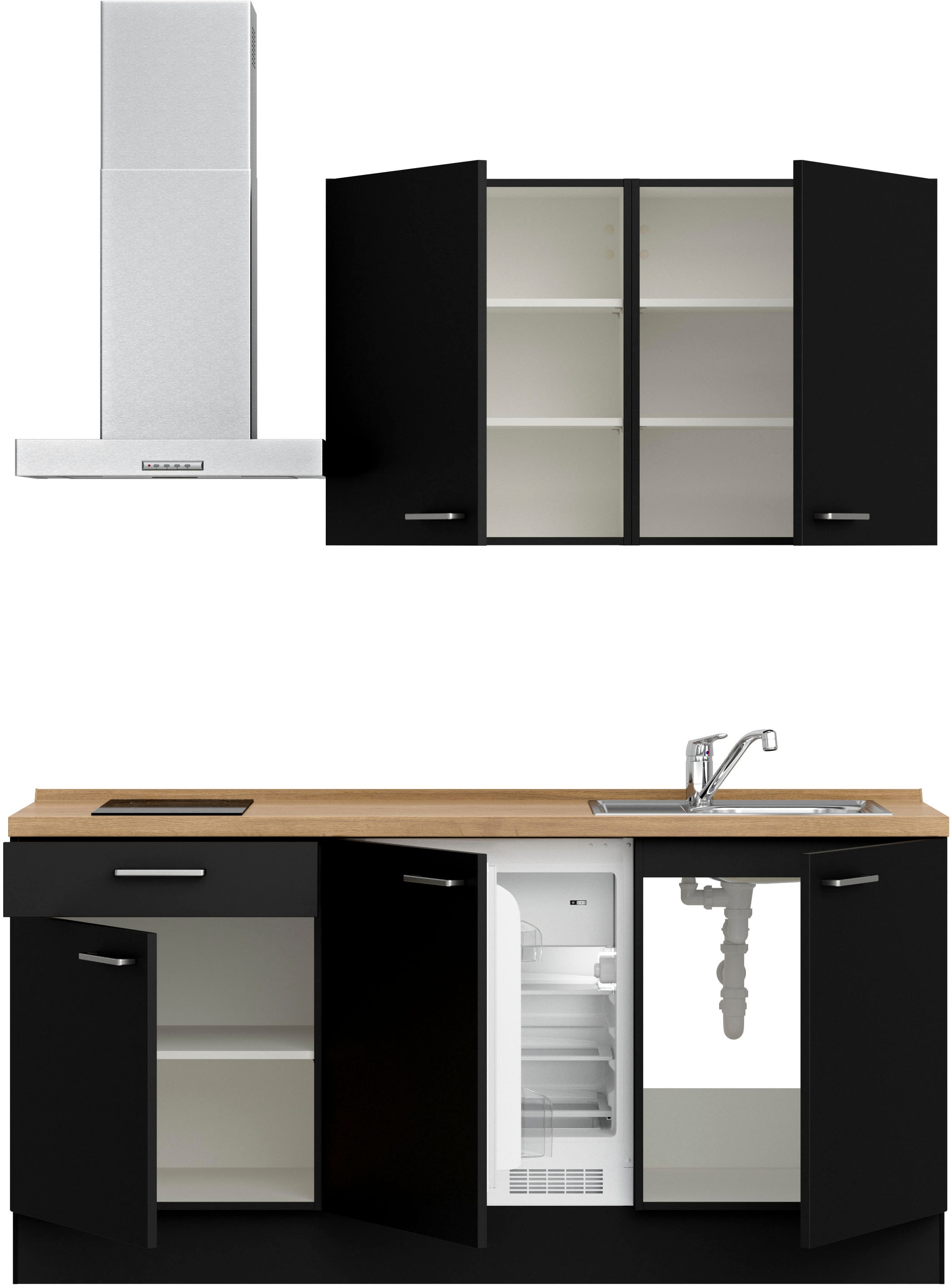 nobilia® Küchenzeile »"Touch I", NEU: individuell anpassbar mit gratis Profi-Beratung« vormontiert, Breite 180 cm, Ausrichtung wählbar, wahlw. mit E-Geräten
