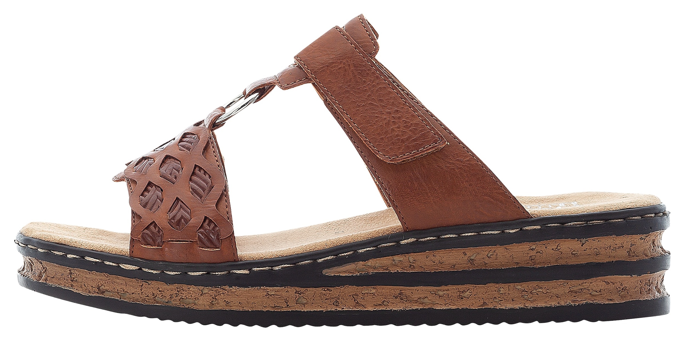 Rieker Pantolette  Keilabsatz, Sommerschuh, Schlappen mit Riemchen in Flechtoptik
