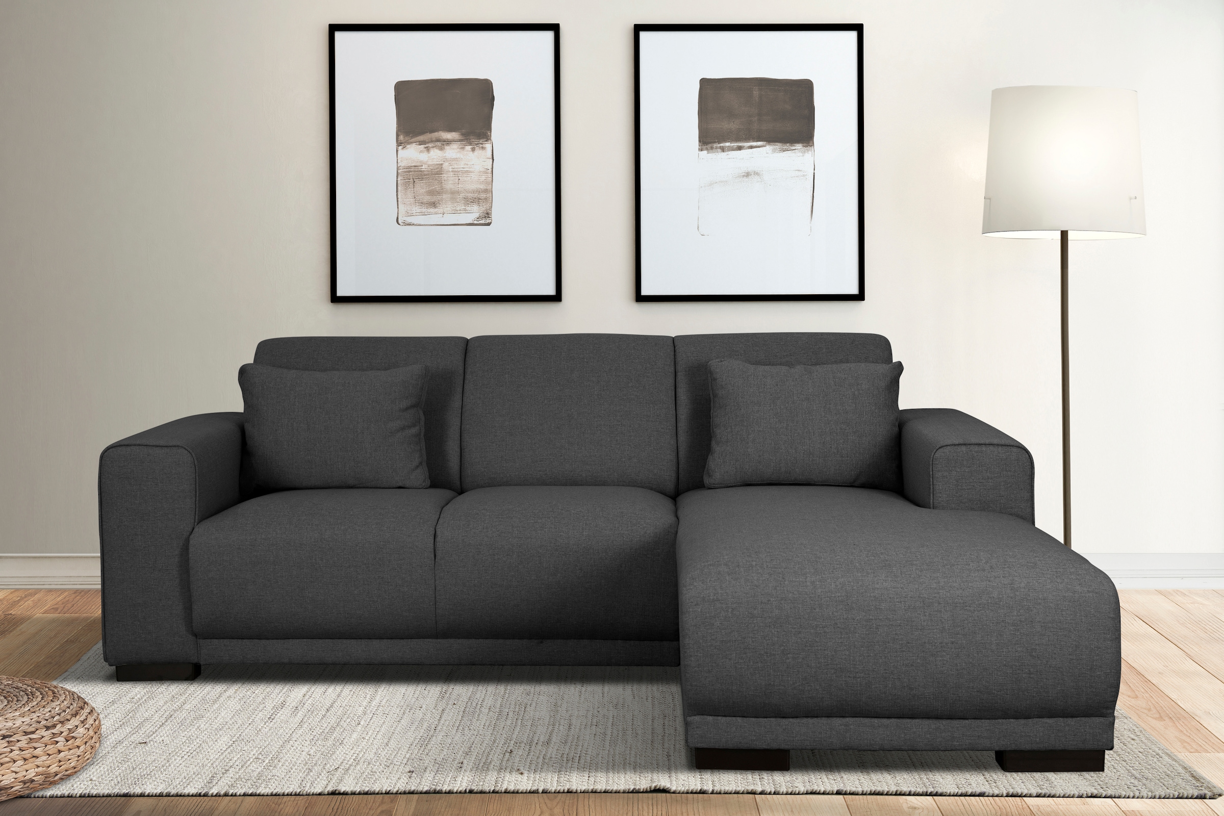 Home affaire Ecksofa »BORNHOLM L-Form mit Recamiere, Maße B/T/H: 234/162/85 cm«, Recamiere links oder rechts bestellbar, Wellenfederung, inkl. 2 Kissen