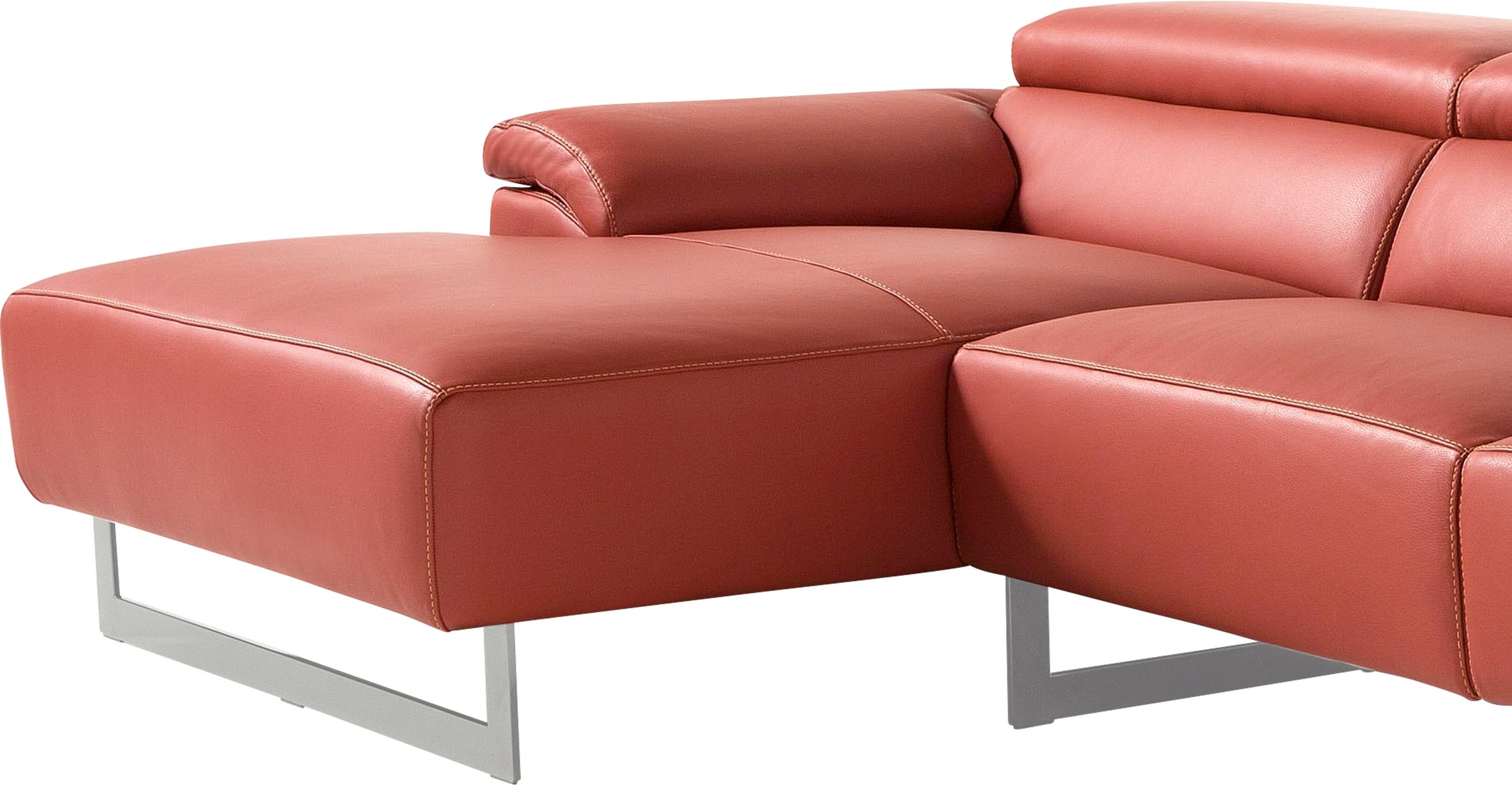 Egoitaliano Ecksofa »Malika, edel und bequem, Designsofa mit hochwertigen Bezügen, L-Form«, mit Recamiere, inkl. Kopfteilverstellung und chromfarbenen Metallfüßen