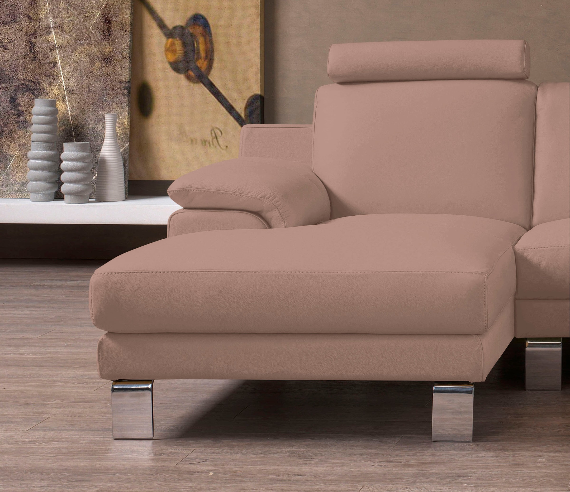 Egoitaliano Ecksofa »Shakira, Design und super Sitzkomfort auf hohem Niveau, tolle Details«, mit Recamiere, L-Form, edle Füße