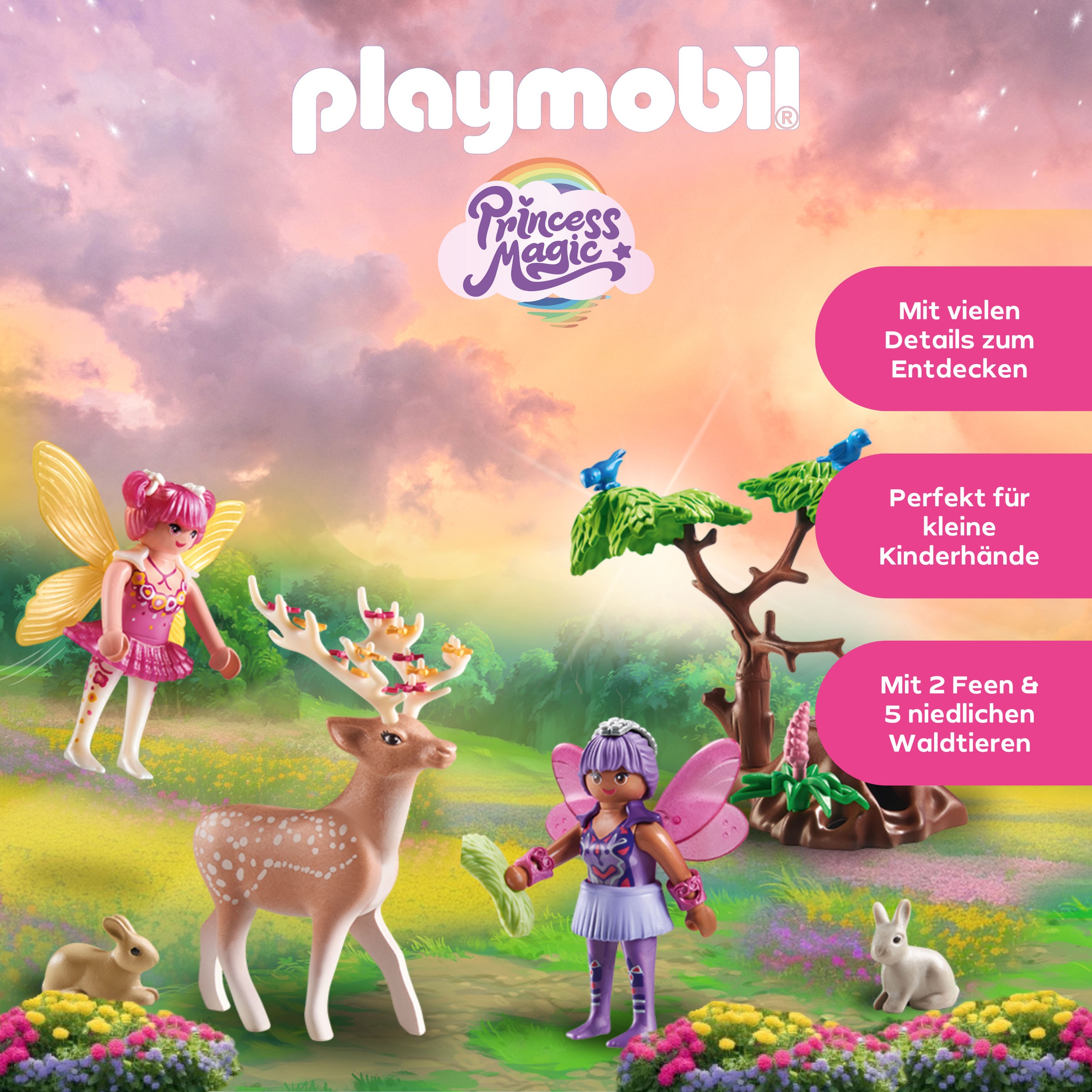 Playmobil® Konstruktions-Spielset »Feen mit süßen Waldtieren (71800), Playmobil Fairies«, (42 St.), Made in Europe