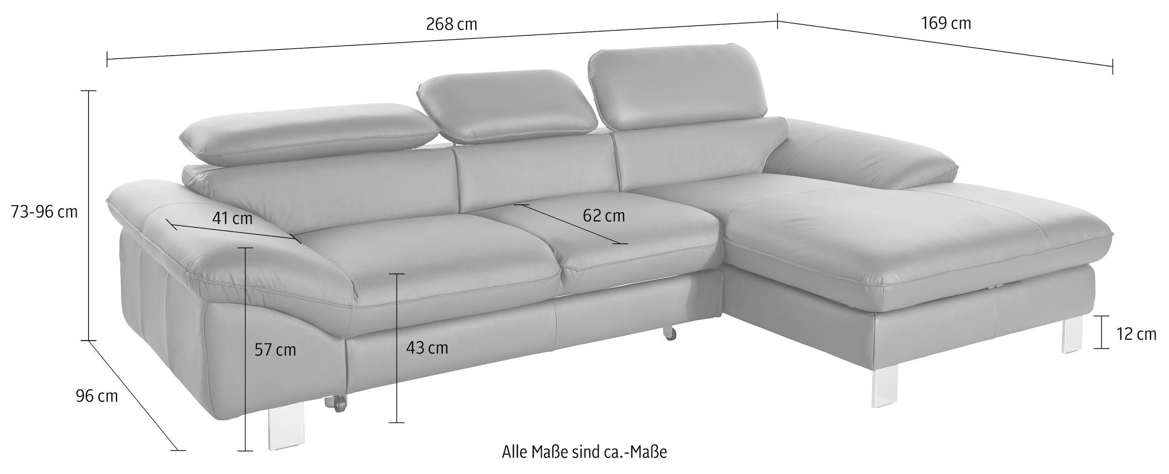 COTTA Polstergarnitur »Driver L-Form«, (Set), Set bestehend aus: Ecksofa mit Kopfteilverstellung & Hocker
