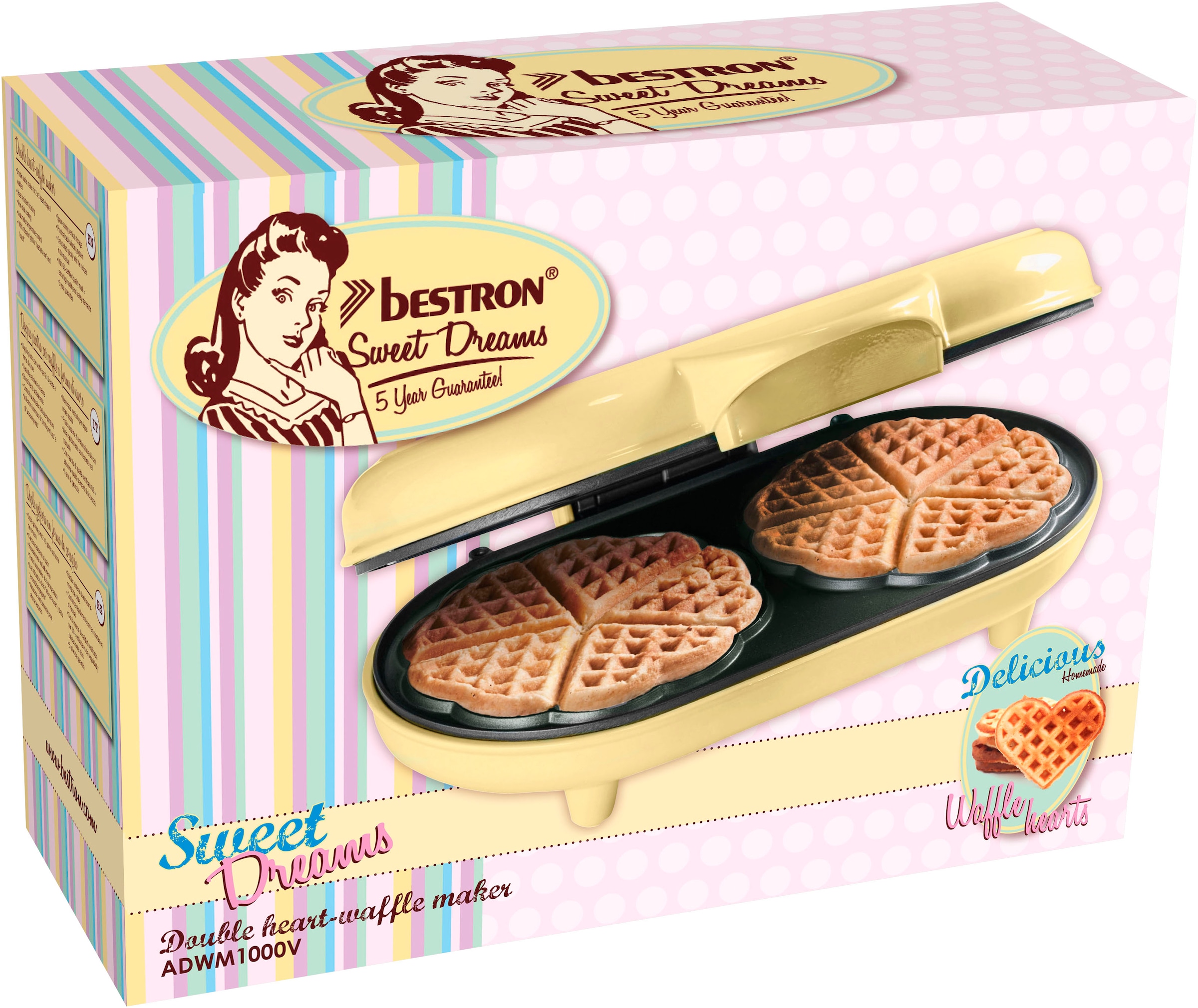 bestron Waffeleisen »ADWM1000V«, 1200 W, Backampel & automatische Temperaturkontrolle