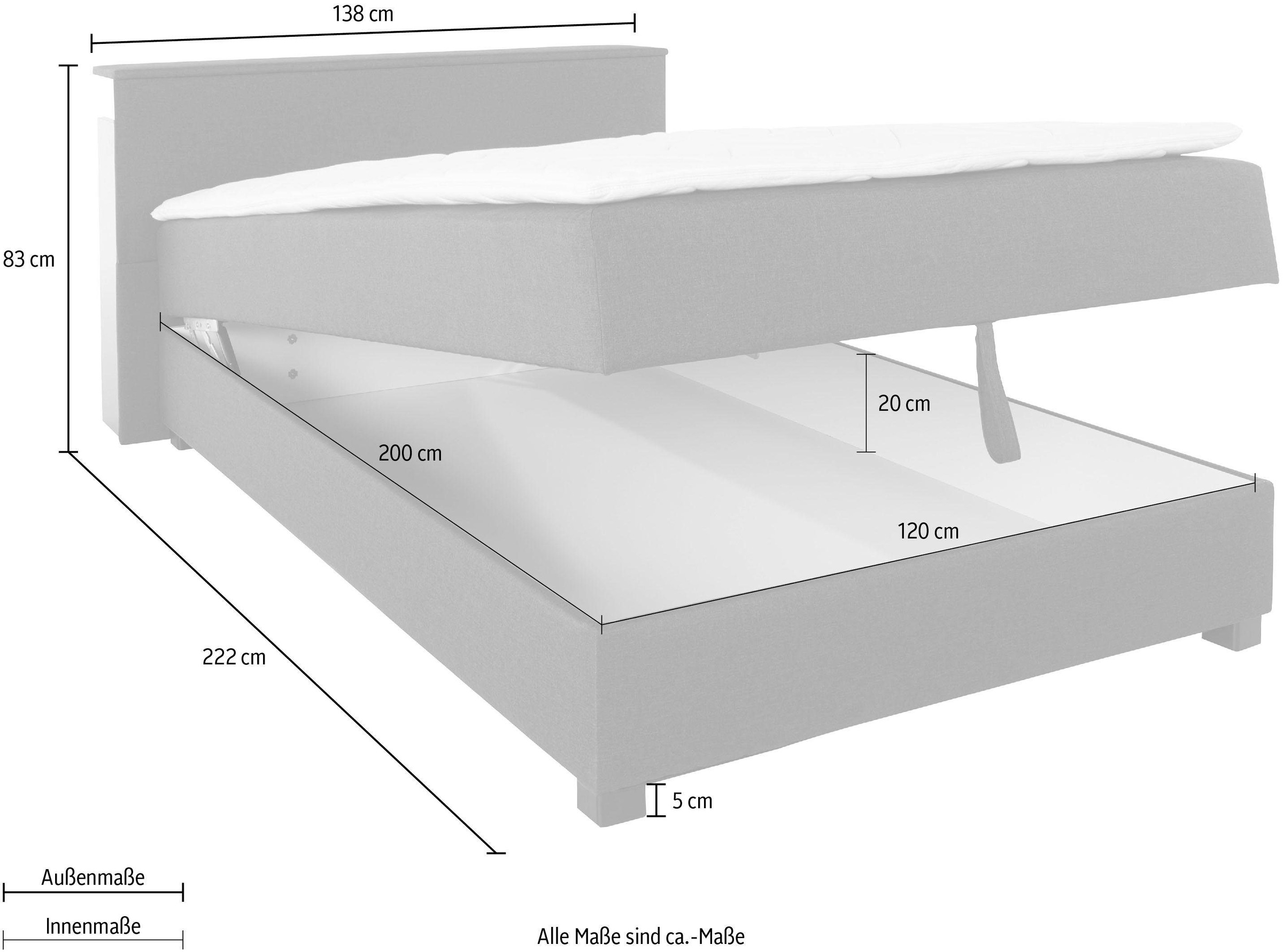 11. Bild von Breckle Northeim Boxspringbett, mit ausziehbarem Regal, Topper und Bettkasten