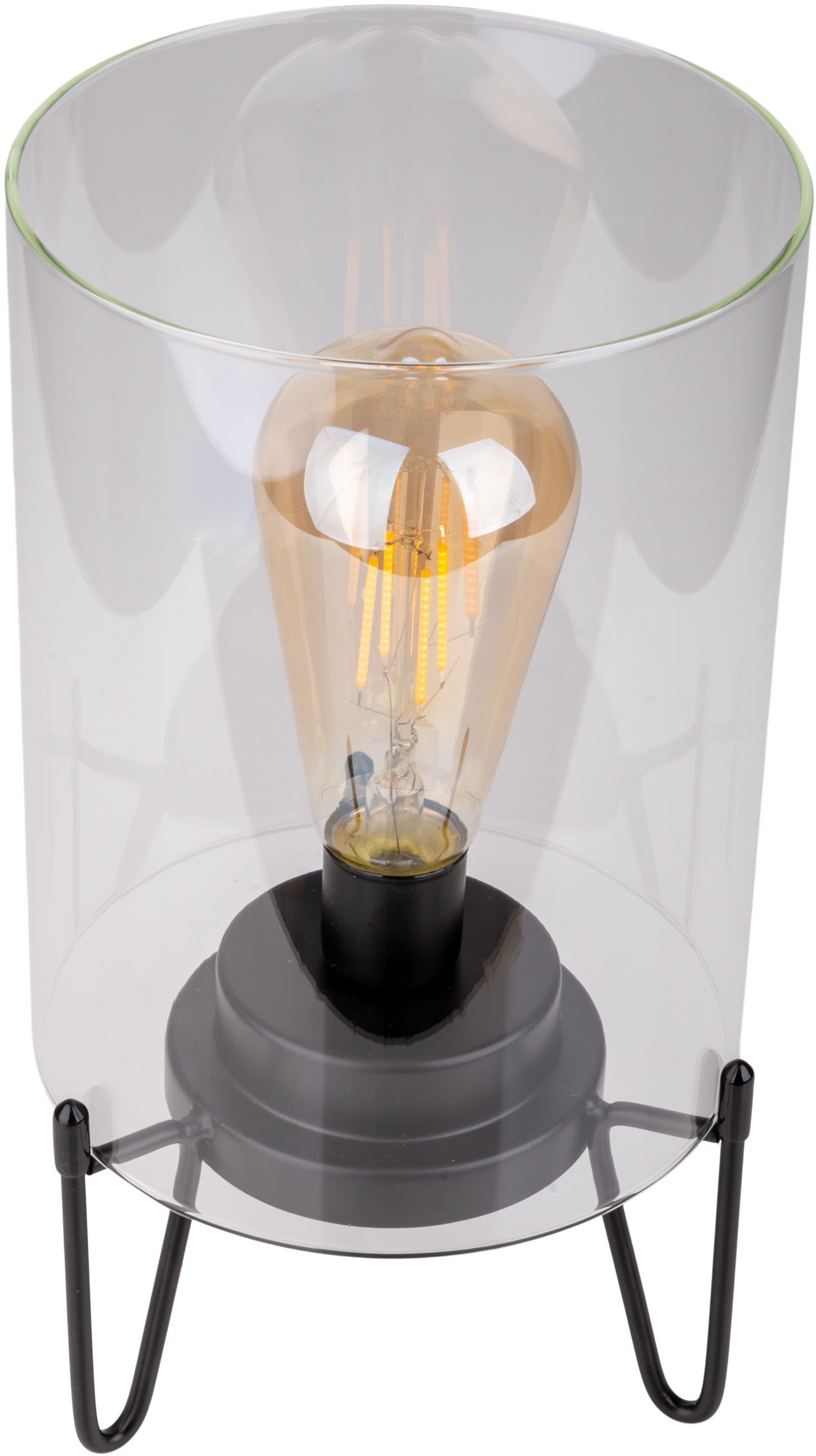 näve LED Außen-Tischleuchte »Lonna«, 1 flammig, Leuchtmittel LED-Modul | LED fest integriert, Glasschirm klar, batteriebetrieben, Timer, Gestell schwarz, H: 28,5cm