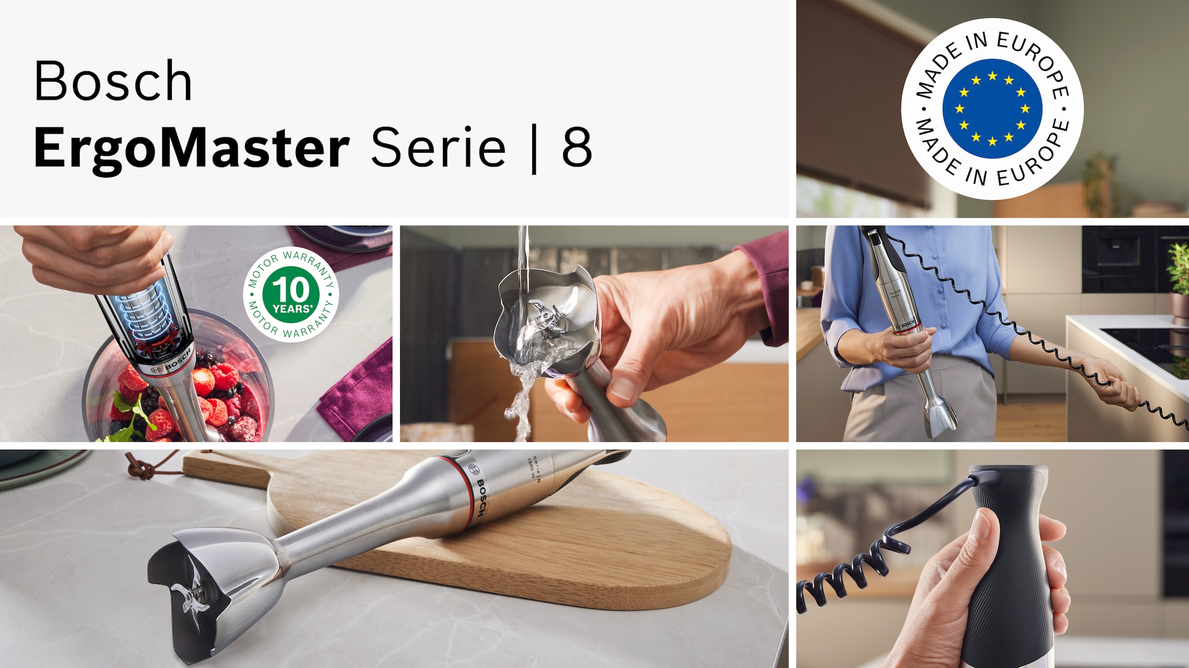BOSCH Stabmixer »ErgoMaster Serie 8, MSM8M930, Zerkleinerer, Spiralkabel, Becher« 1500 W 6 Klingen Edelstahl, Keramikkupplung, luftgekühlter Motor
