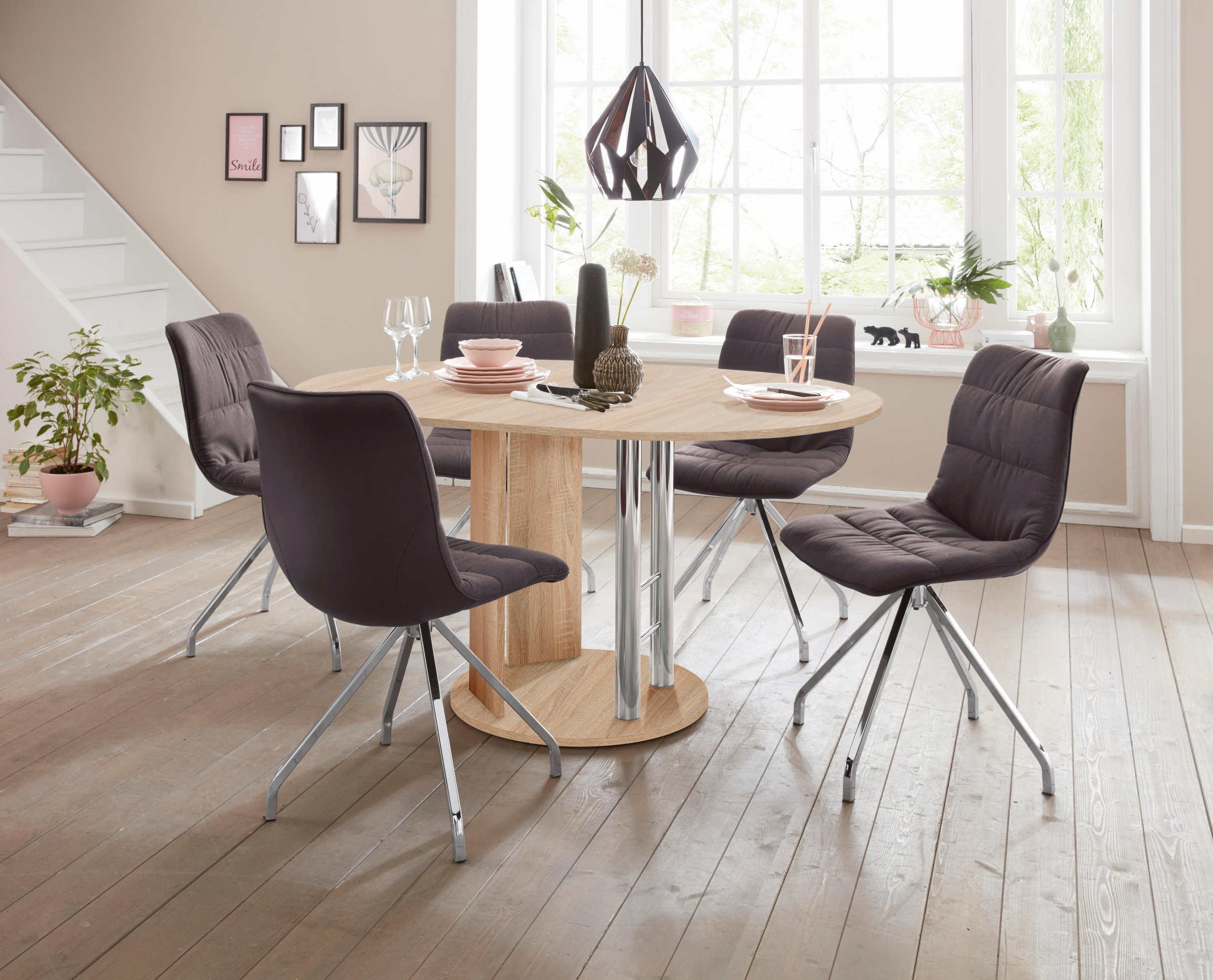 4. Bild von Home affaire Säulen-Esstisch »Rondell«, Breite 105-145 cm